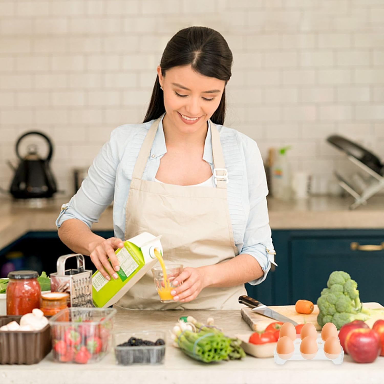 Angoily Refrigerator Egg Tray Storage Container 6-Compartment Egg Holder for Kitchen Fridge Organisation and Safe Storage image number 2