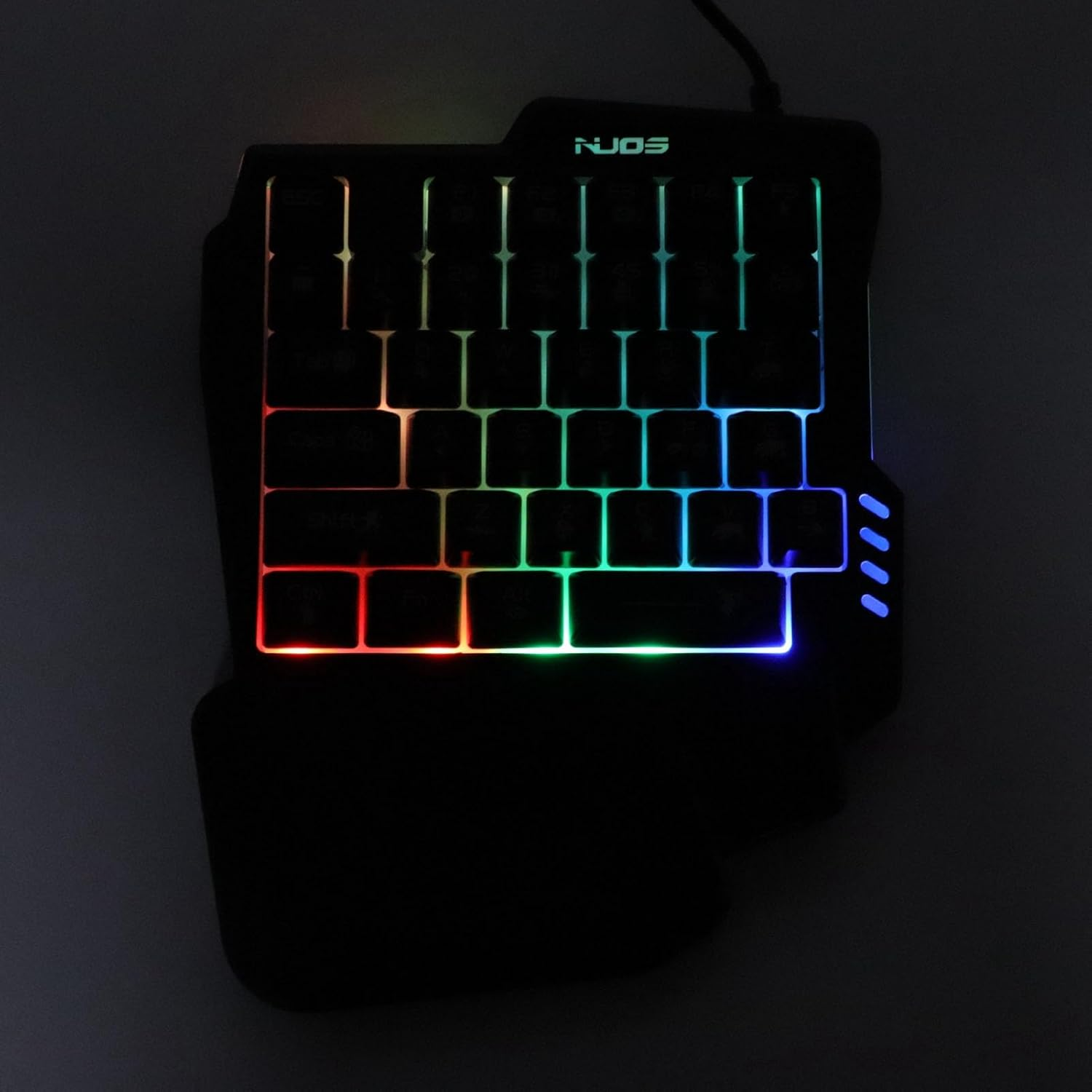 One Handed Gaming Keyboard, 3 Color Backlight 35 Keys Single Handed Wired Gaming Keyboard for Computer Mobile Games, USB Interface, Rubber anti Slip Foot Pad, 1.5M Cable image number 4