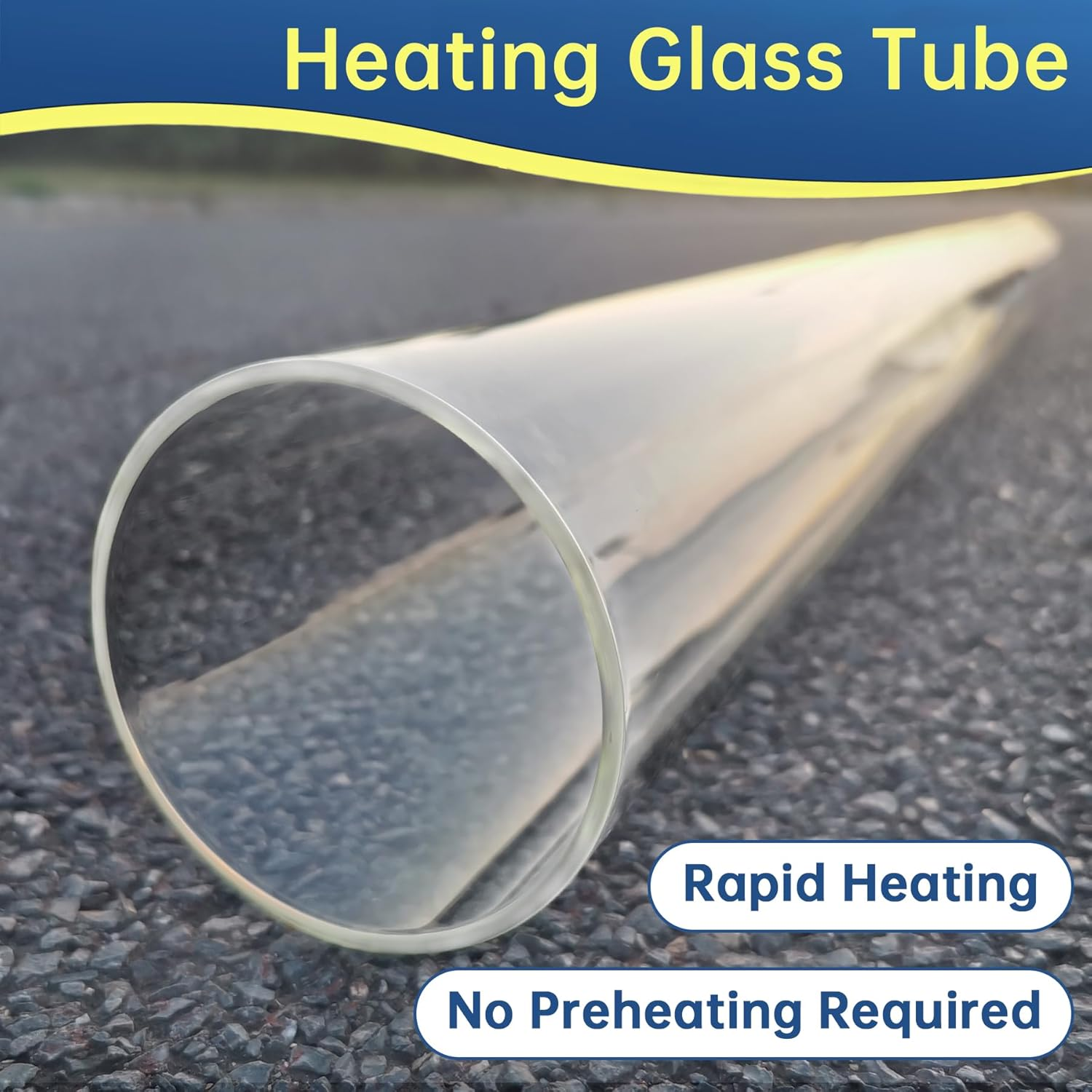 Patio Heater Glass Tube Replacement, 49.5" Tall 4" Diameter, Glass Tube Patio Heater with Ring, Fits 4-Sided Patio Heaters, Compatible with Hiland, Fire Sense, and More image number 3