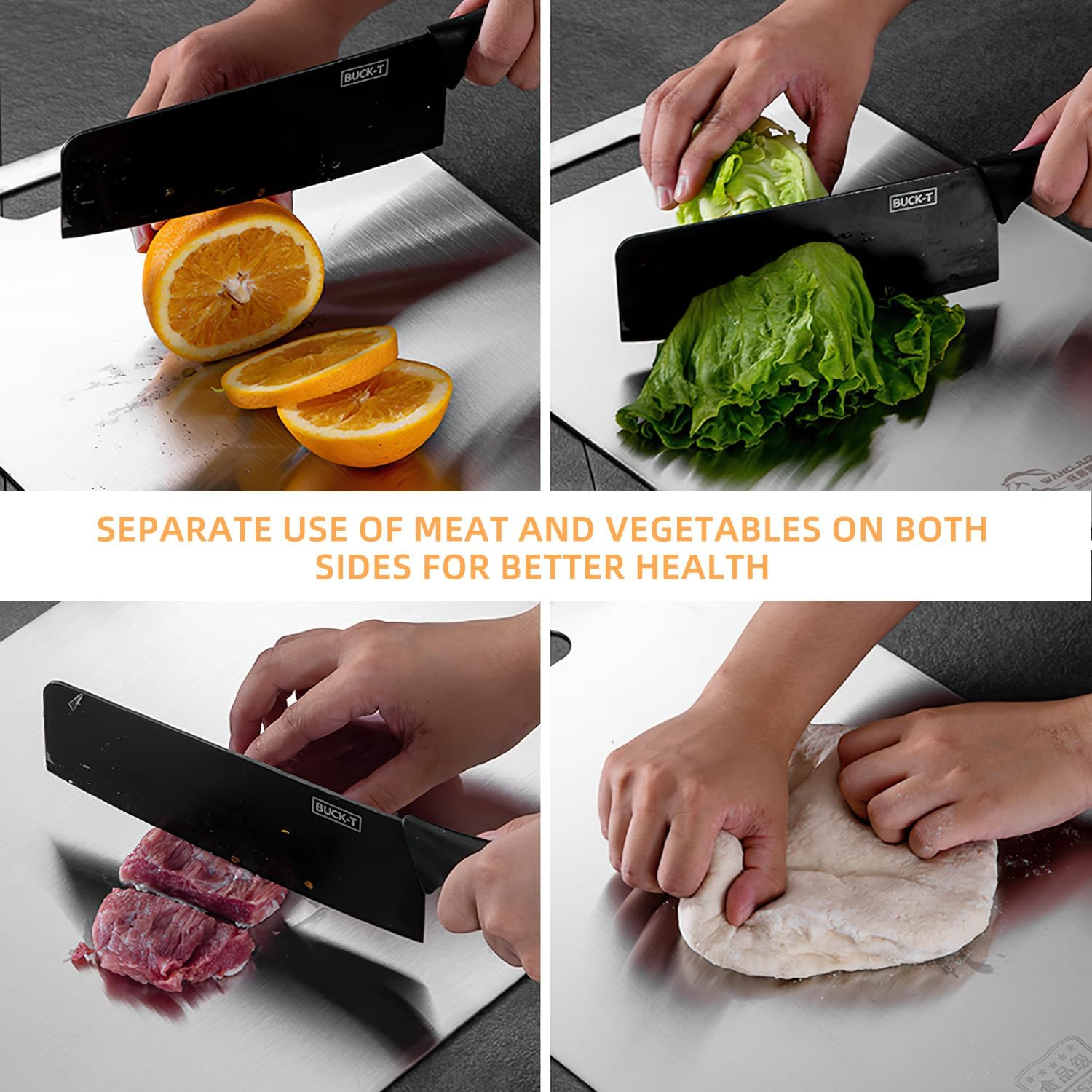 Stainless Steel Cutting Board, Cutting Boards, Mats & Sets Stainless Steel ​Food Grade Cutting Multi-Functional Thickened Anti-Mold Household Chopping Board Set (30 * 20) image number 3