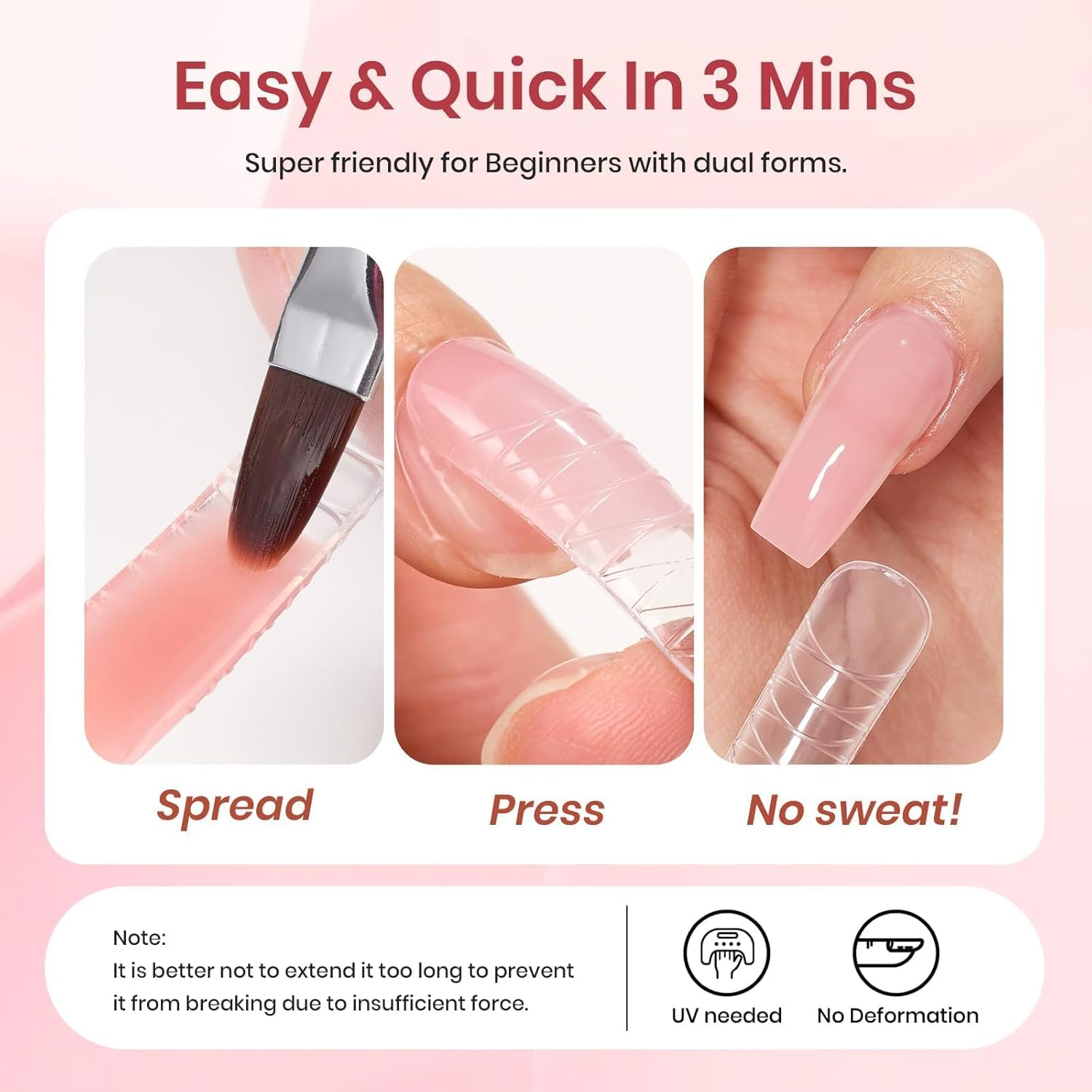 Beetles Gel Polish Poly Nail Gel Kit with Uv Light Starter Kit-6 Colors Clear Nude Pink Neutral Spring Colors All in One Kit Poly Nail Extension Gel Set Builder Hybrid Jelly Gel with Base Top Coat image number 3