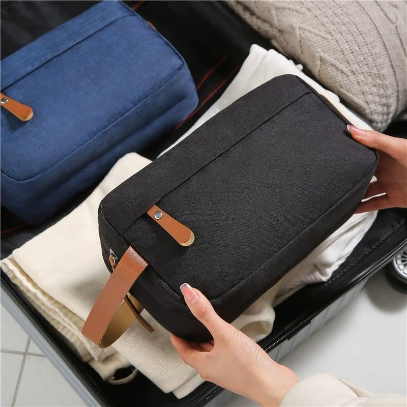 Men'S Water Resistant Canvas Toiletry Bag, 1Pc Black Hanging Shaving Bag, Water Resistant Canvas Shaving Bags Oxford Cloth Toiletry Bags,Travel Cloth Toiletry Caddy for Men image number 3