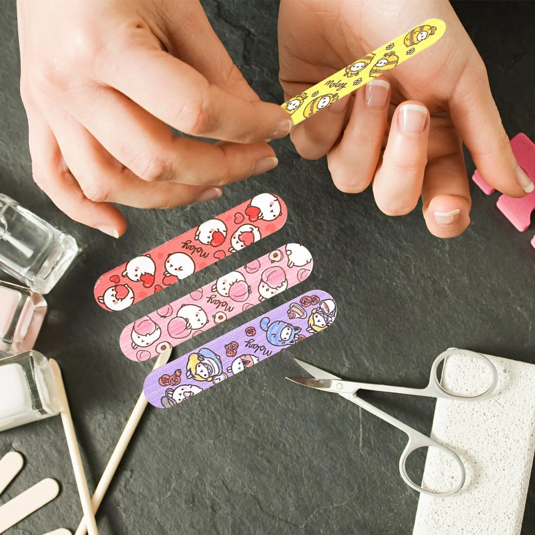 FIMWOLZ Professional Nail File Pack of 8 Animal Nail Files Mini Nail Buffer Colourful Nail File Emery Board for Manicure at Home and in the Salon image number 5