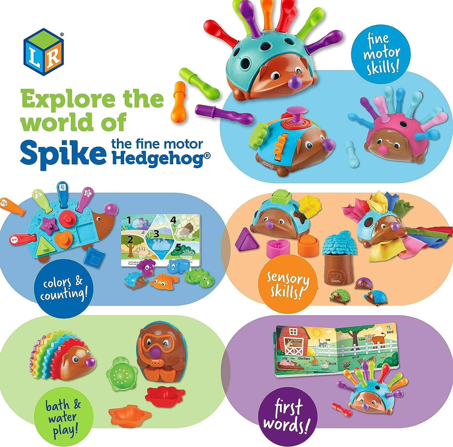 Learning Resources LER9124 Spike and Friends Counting & Colours Book, Toddler Activities, Educational Set, Colour Teaching Toys, 6 Pieces, Age 18 Month+ image number 5
