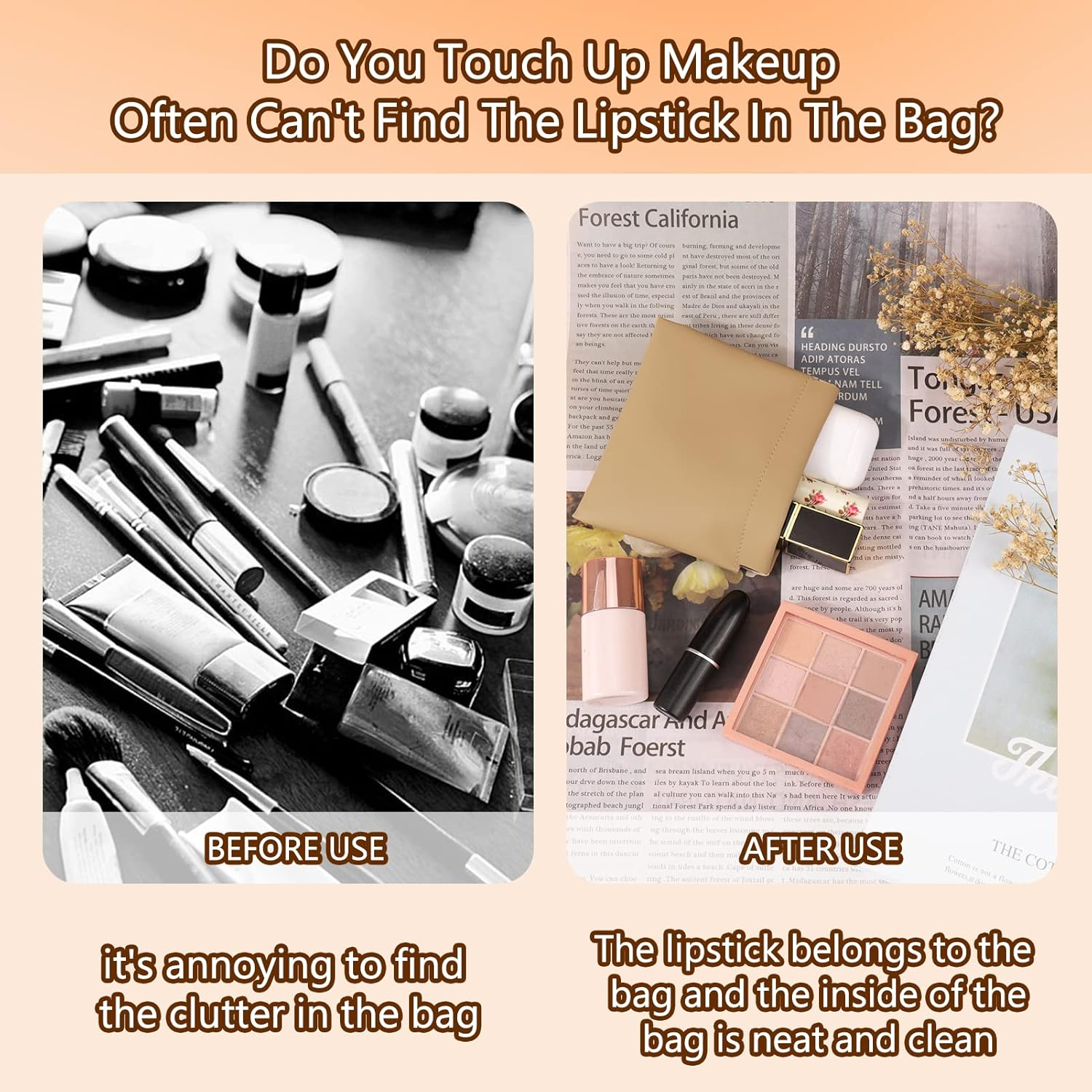 BUSOHA Small Makeup Bag for Purse, Mini Portable Cosmetic Bags for Women, Coin Purse Lipstick Cosmetic Accessories Organizer, Small Travel Kit Storage Pouch, 4 PCS, 4.7*4.3INCH, Mini Storage Bag image number 1