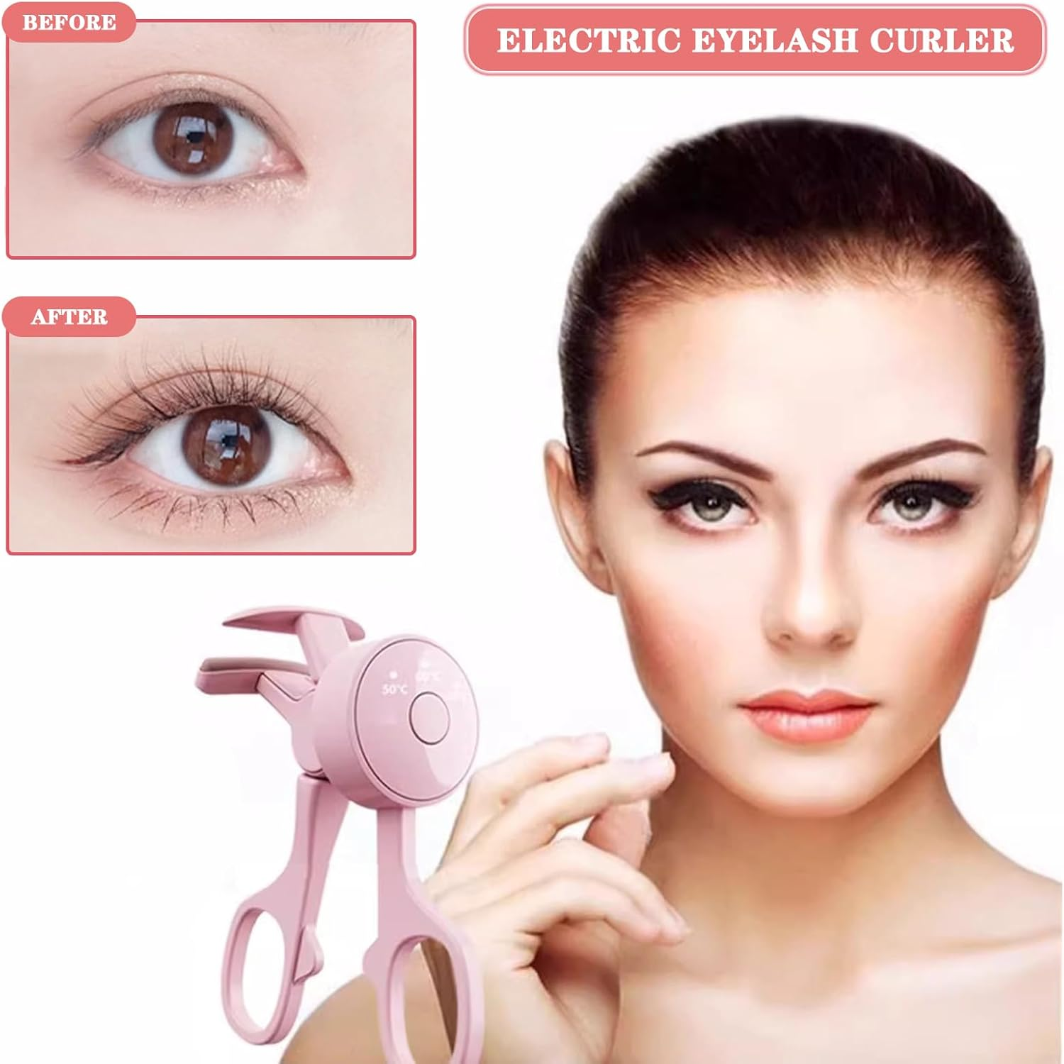 Migazelle Electric Heated Eyelash Curler, Rechargeable Automatic Lash Curler, 50&deg;C/60&deg;C /65&deg;C Temperature for Natural, Long Lifting - Portable & Safe for Sensitive Eyes, Perfect Travel Makeup Tool for Women image number 4