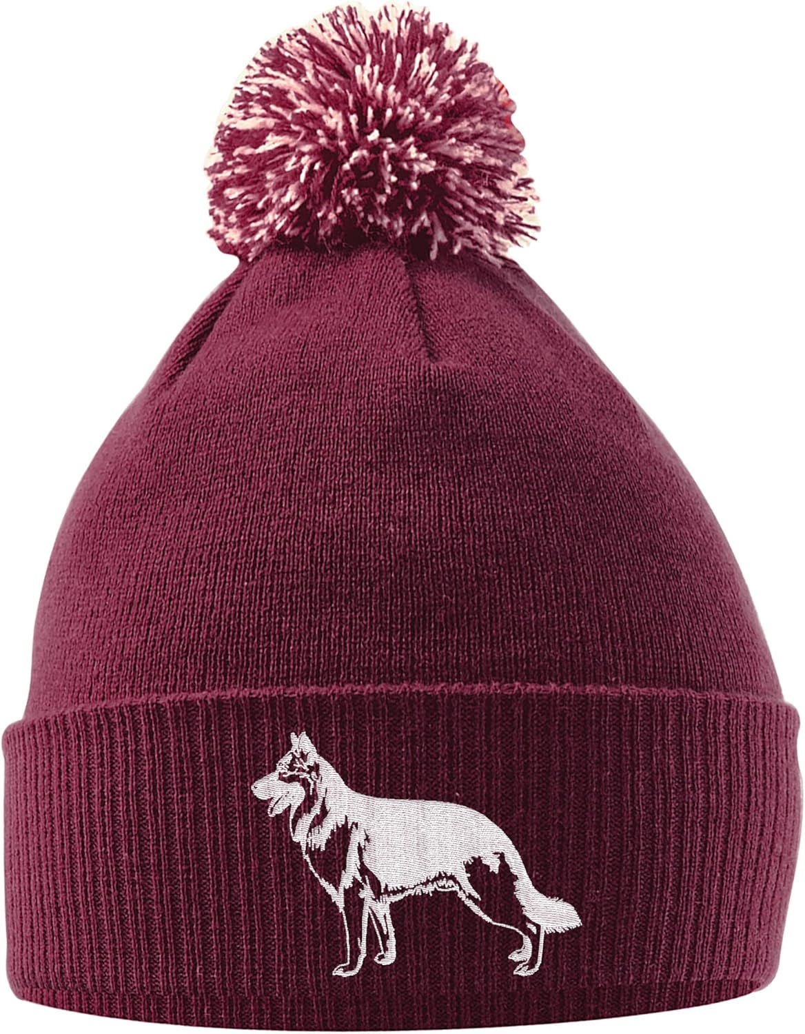 Purple Print House German Shepherd Bobble Hat - German Shepherd Beanie Hat with Bobble - Christmas Alsatian Dog Lover Gift Idea for Men Women Kids