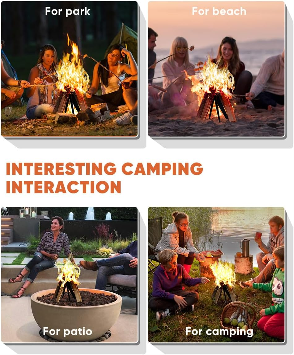 Mocomax Vertical Fire Pit Grate, Metal Portable Fire Place Log Grate, 12 Inch Firepit Top Section for Indoor, Outdoor Use, Low Smoke, High Heat image number 3