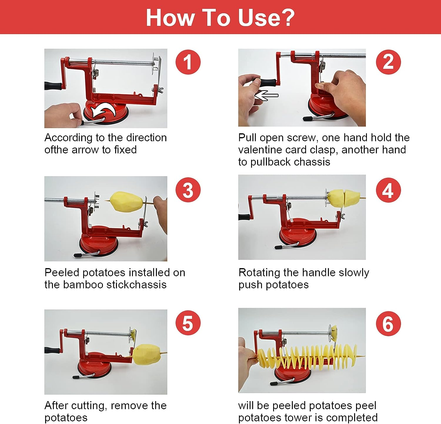 Tornado Potato Spiral Cutter, Stainless Steel Manual Potato Spiral Twister, Incisive Time Saving Vegetable Cucumber Slicer for Kitchen Cooking image number 6
