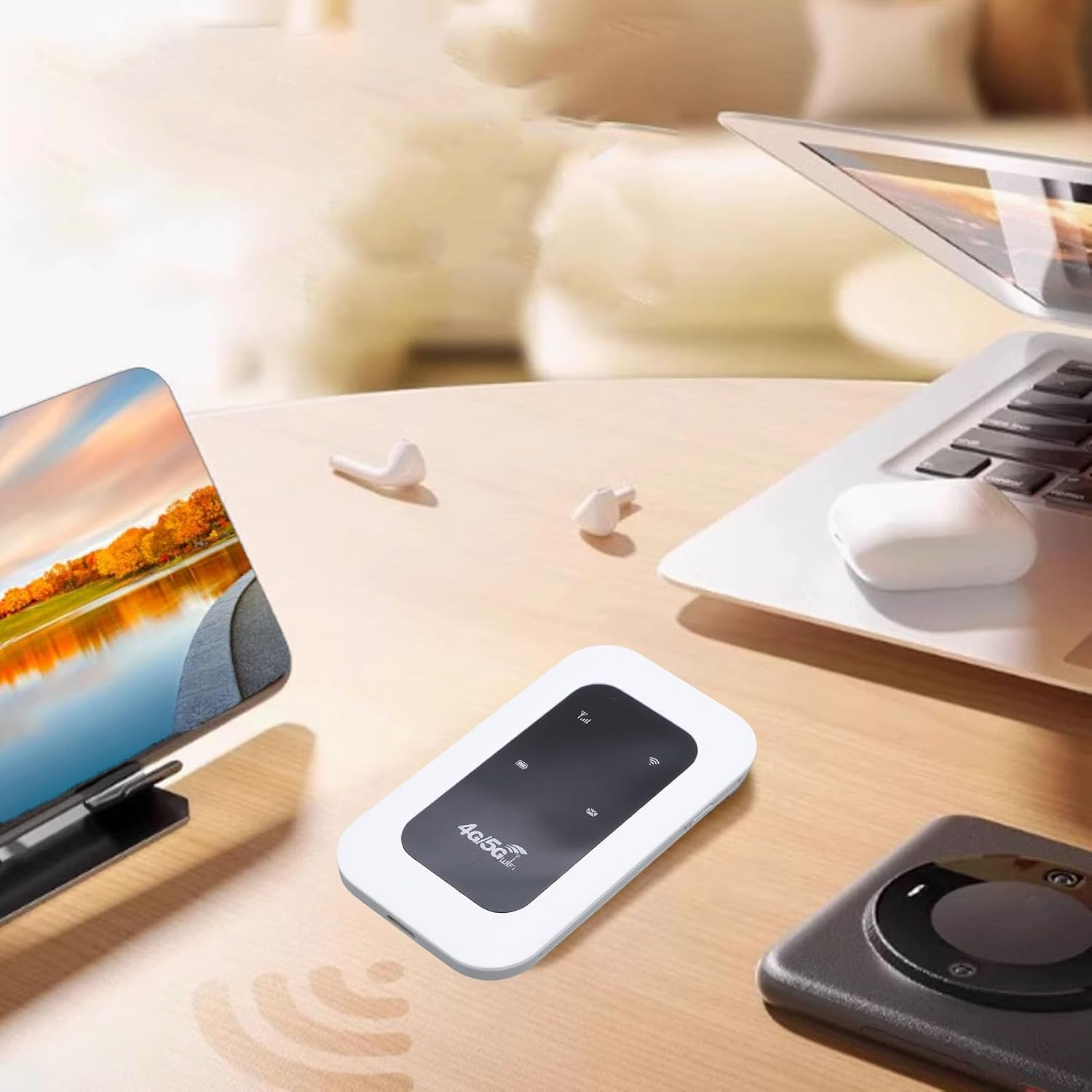 ASHATA 4G 5G Wifi Hotspot, Portable Wifi Mobile Hotspot Device, Plug and Play Connect up to 10 Devices, 2100Mah Battery, with SIM Card Slot, for Travel Campervan Motorhome image number 1