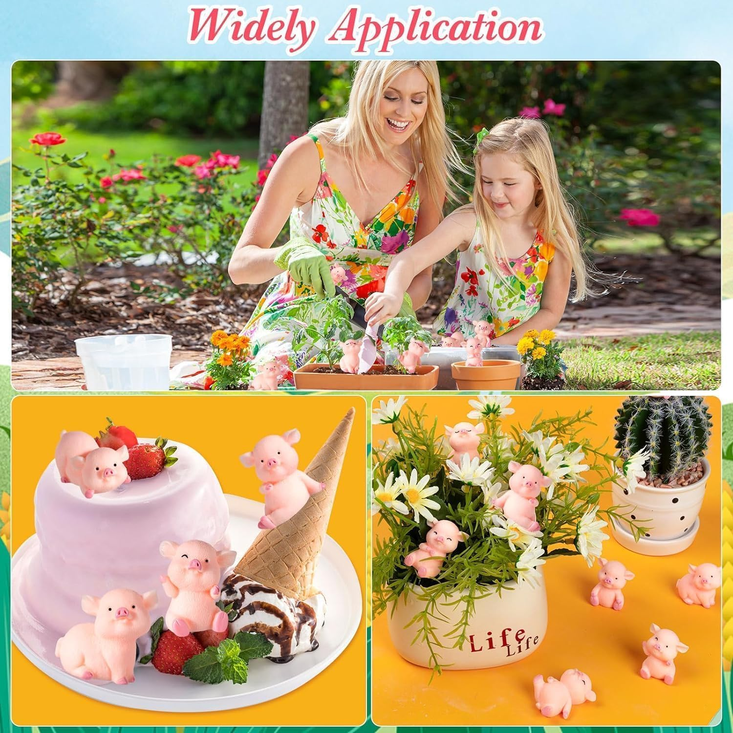 32 Pcs Miniature Pig Figurine, Pink Piggy Toy Figures, 1.5 in Resin Cute Pig Cake Toppers for Cake Decoration, DIY Crafts, Table Centerpieces, Home Decor and Fairy Garden image number 5