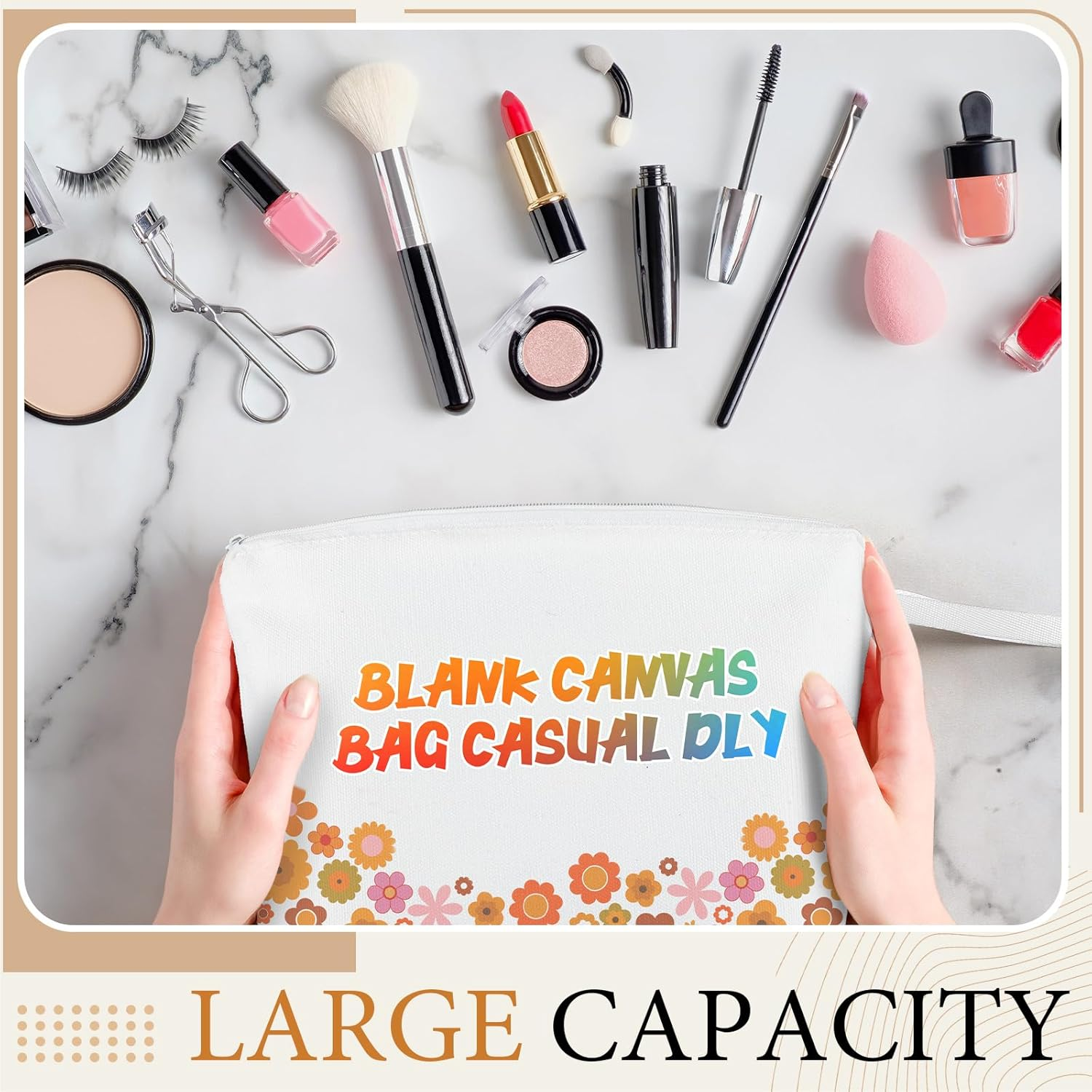 Xuniea Canvas Storage Bags Blank Cosmetic Bag Blank DIY Fabric Bag Blanks for Plotting Bag Pencil Case Painting Gift Bag for Mother'S Day Valentine'S Day Christmas image number 6