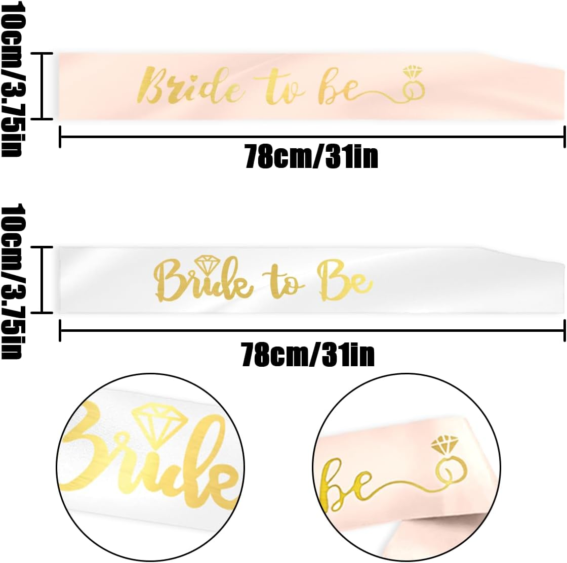 Bride to Be Sash, 7 PCS Bridesmaid Sashes for Hen Party, Wedding Decoration (9.5 X 78.74Cm/3.75 X 31In) image number 1