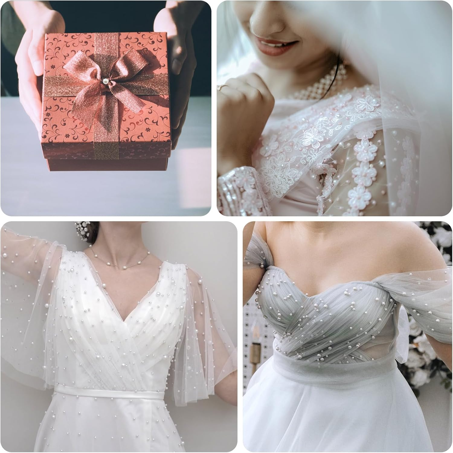 Pearl Setting Machine Accessories Pearl Beads with Rivet Studs Set, Replenishment White Polished ABS Undrilled Art No Hole Imitation round Pearl Beads, 5 Sizes (White) image number 6