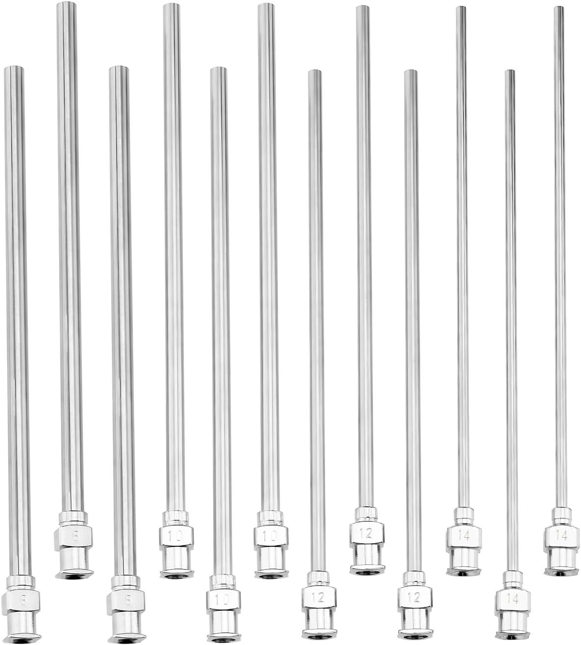 Be in Your Mind 12PCS Stainless Steel Dispensing Needles 112Mm Total Length 8G/10G/12G/14G Blunt Needles for Industrial Use and Experiments Silver image number 4