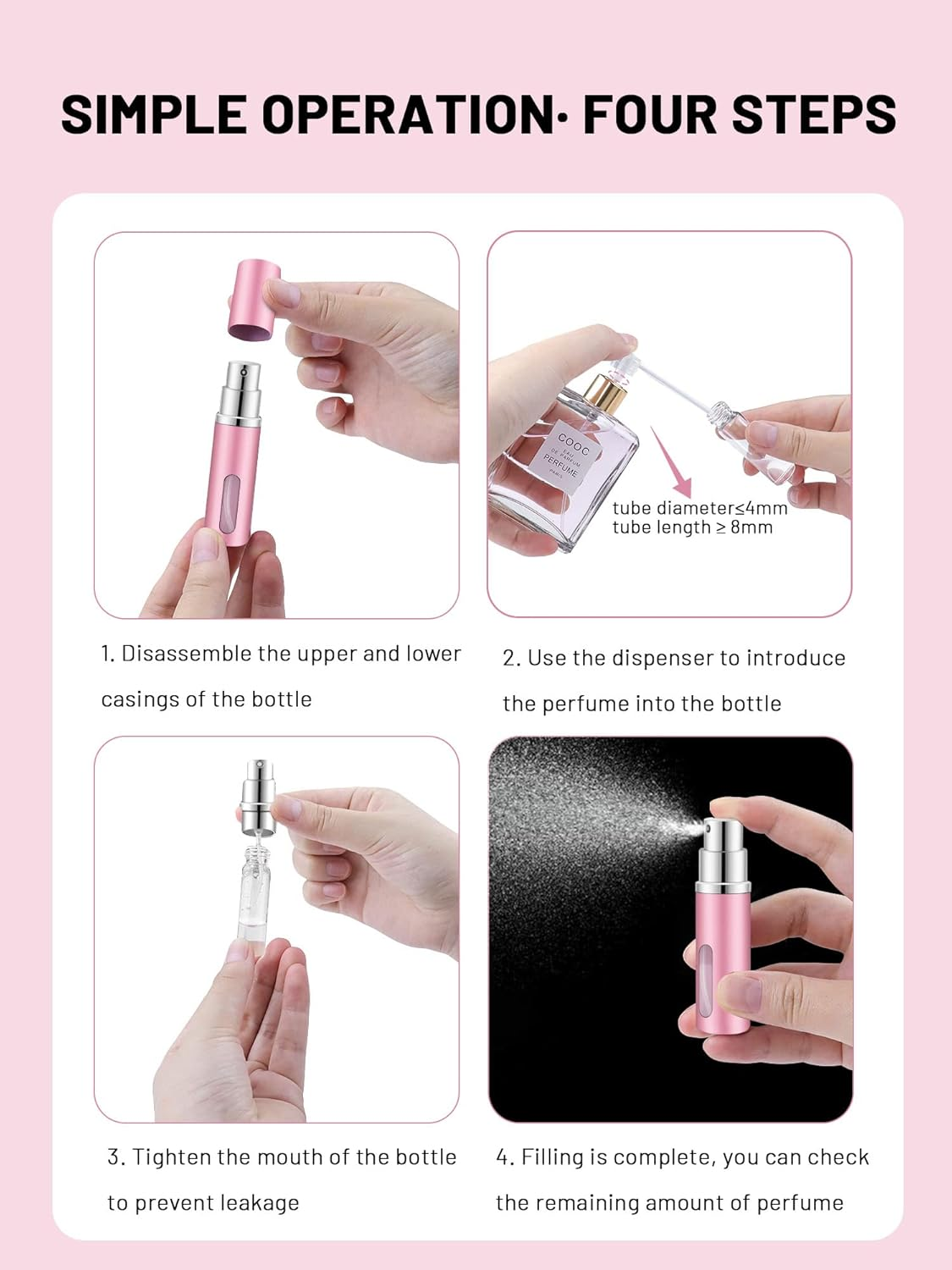 BELEVO Travel Perfume Atomiser Refillable 3 Pcs Perfume Travel Bottle for Toiletries 5 Ml Refillable Perfume Bottle Mini Spray Bottle Suitable for Men and Women Travel Essentials image number 6