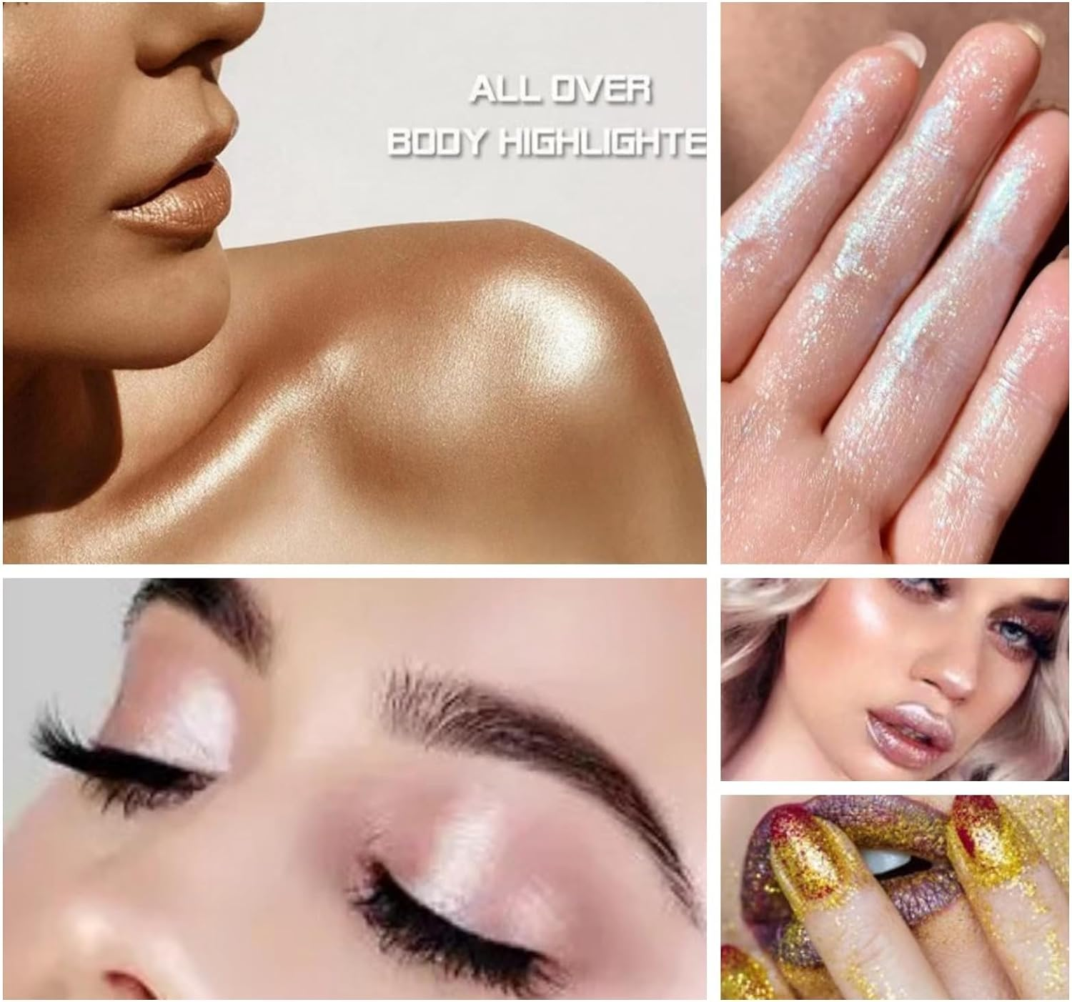 Glod Body Glitter Powder Spray, with Refills Jar Shimmery Sparkle Powder, Long-Lasting Body Highlighter Spray for Stage, Rave and Music Festival Makeup image number 1