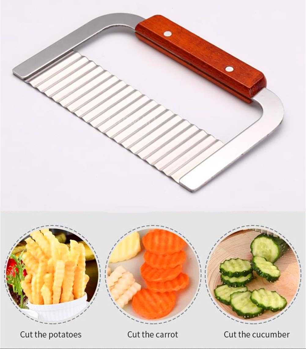 Crinkle Potato Cutter, Wavy Chopper Knife, Upgraded Stainless Steel Blade, Safe Kitchen Tools Wavy Slicer for Fruit, Vegetable, Carrot, Potato image number 5