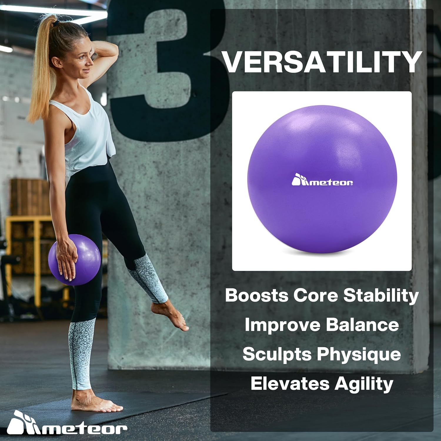 Meteor 2Pcs Mini Pilates Ball (25Cm) - Small Swiss Ball, Exercise Ball, Fitness Ball, Barre Ball - Ideal for Yoga, Pilates, Therapy & Relaxation image number 5