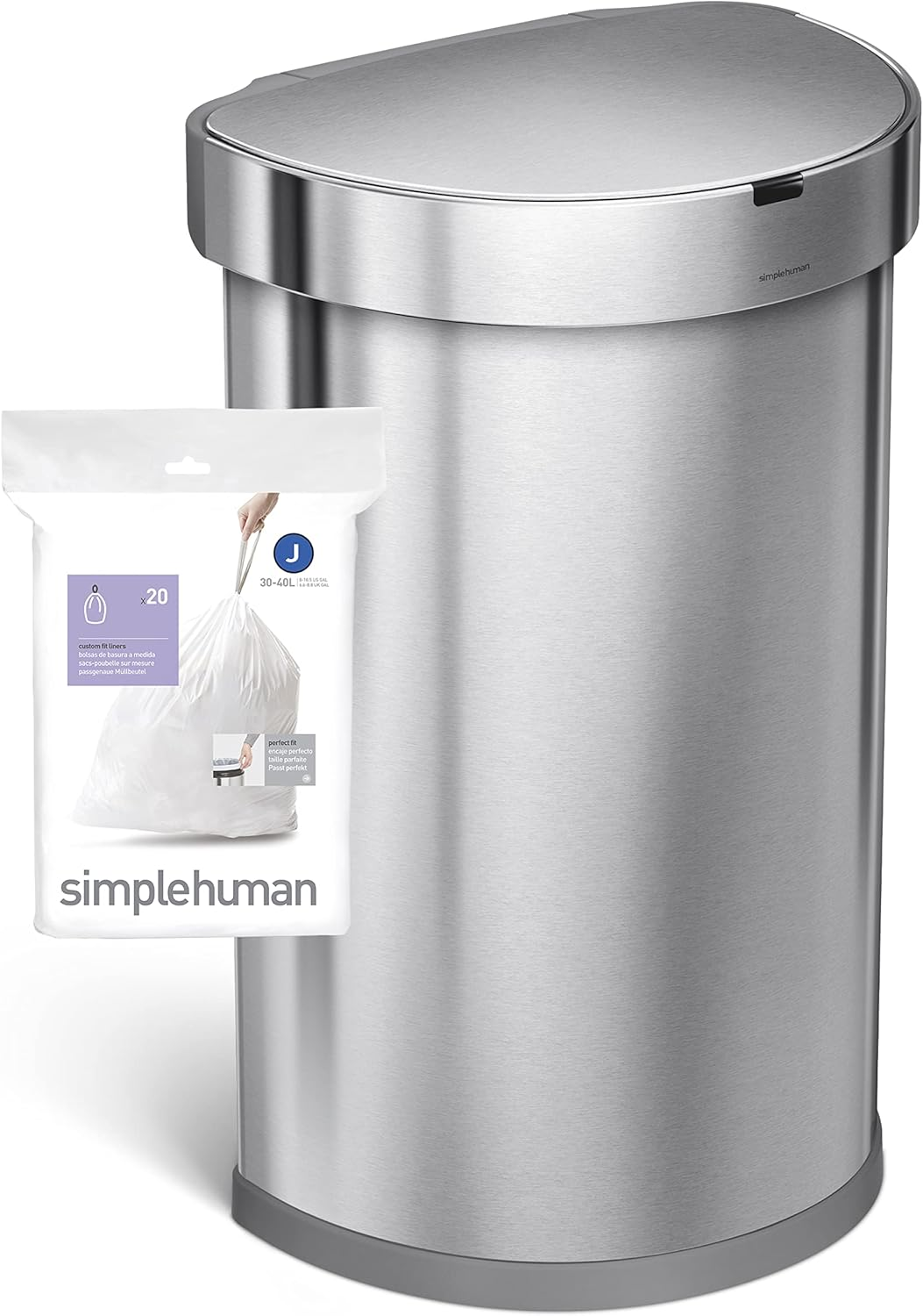 Simplehuman Code J Custom Fit Drawstring Trash Bags in Dispenser Packs, 100 Count, 30-45 Liter / 8-12 Gallon, White
