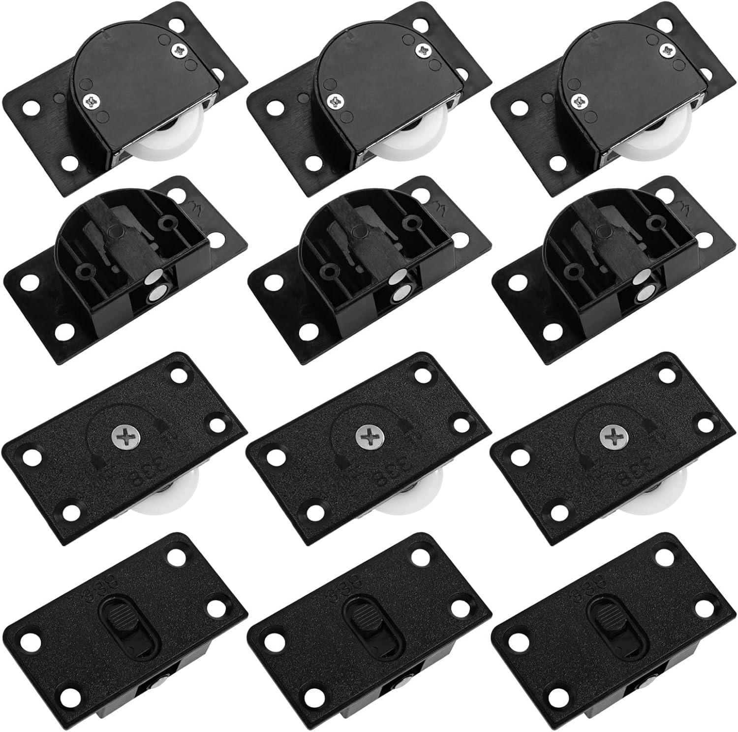 6 Sets Black Sliding Cabinet Hardware with Screw, Component Door Wheel Cabinet Doors Silent Roller Pulleys for Home Cabinet Wardrobe Sliding Door (6 Sets) image number 4