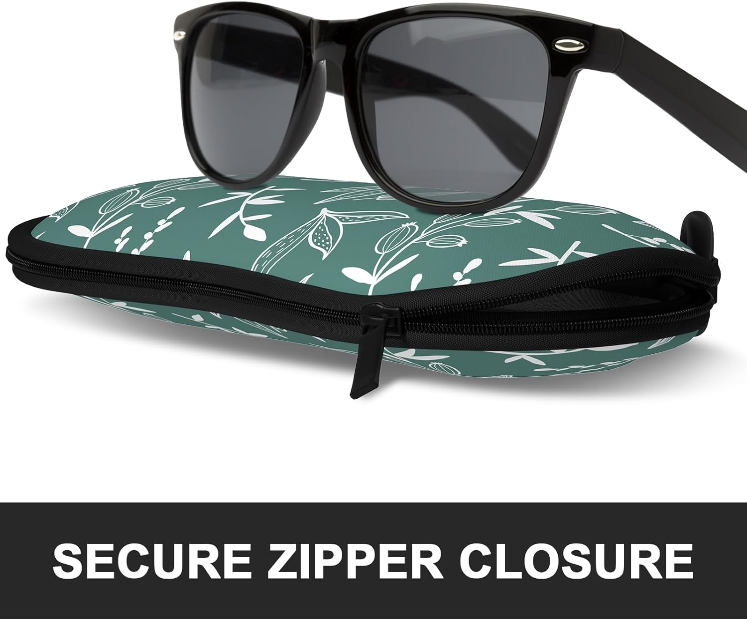 NPOOYI Sunglasses Soft Case, Ultra Light Portable Neoprene Zipper Glasses Case, Eyeglass Case with Carabiner for Men Women image number 2