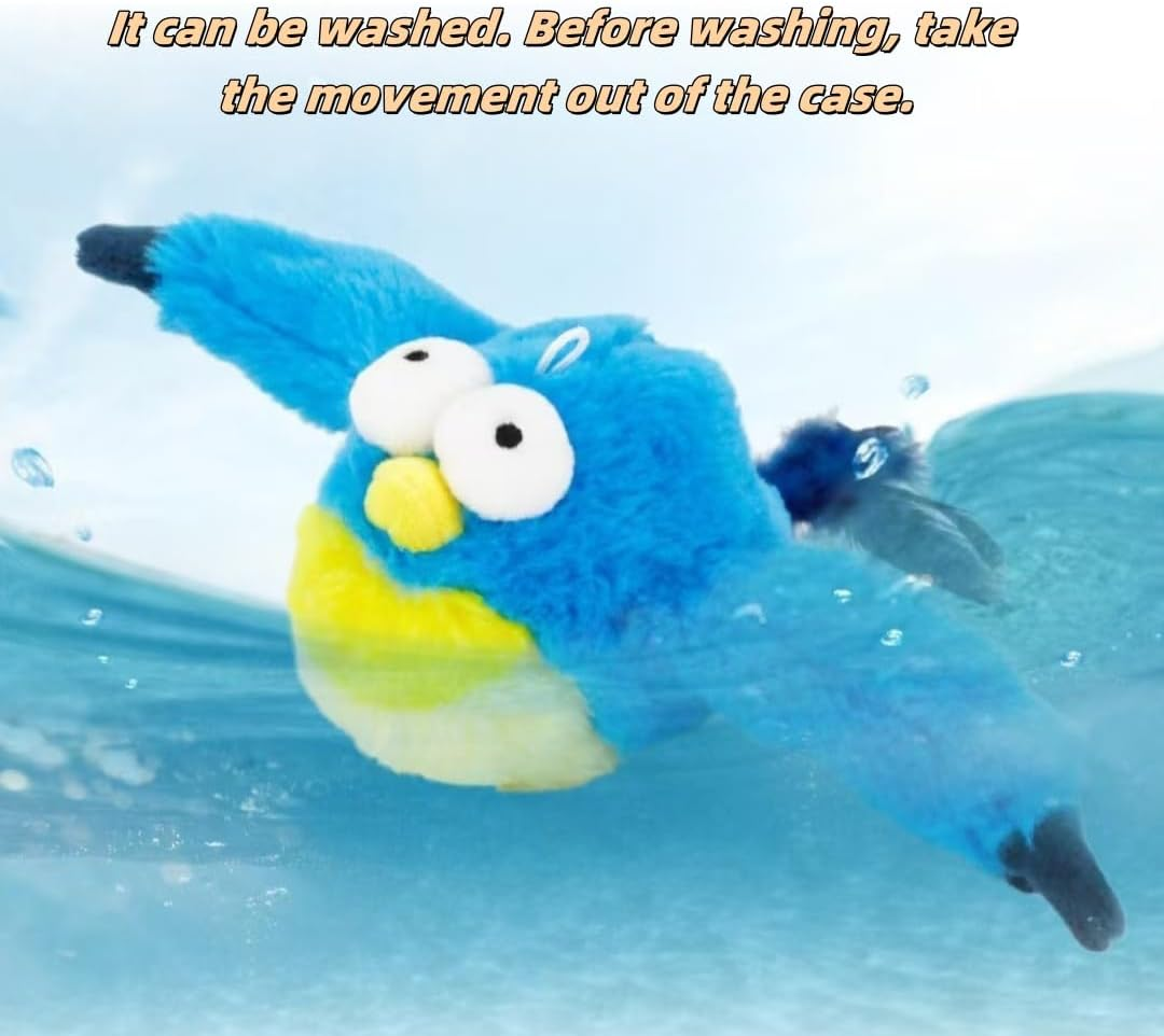 Flapping Wings Bird Catnip Toys, Vivid Chirping, Simulation Bird Interactive Cat Toy for Kitten Kitty Exercise, Fluffy Plush Toys, Touch Activated, USB-C Charging, Built-In 500Mh Battery (Bluebird) image number 5