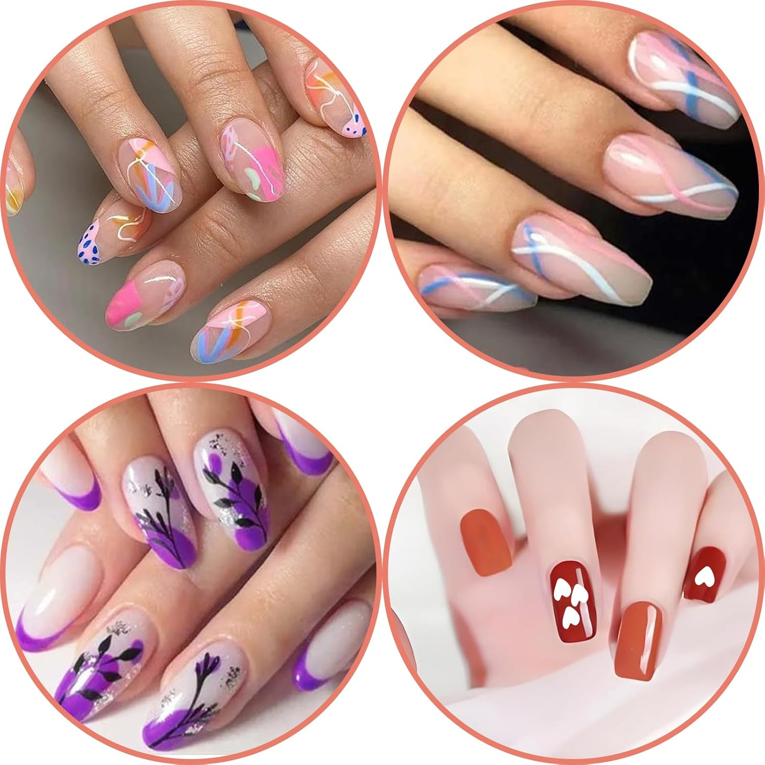 ZWWOGE 6 Colours Nail Art Graffiti Pen and 3 Nail Art Stamp Nail Polish Pen Fine Tips DIY Manicure Decoration Dotting Pen, Beauty Decorate Manicure Tools for Halloween Christmas