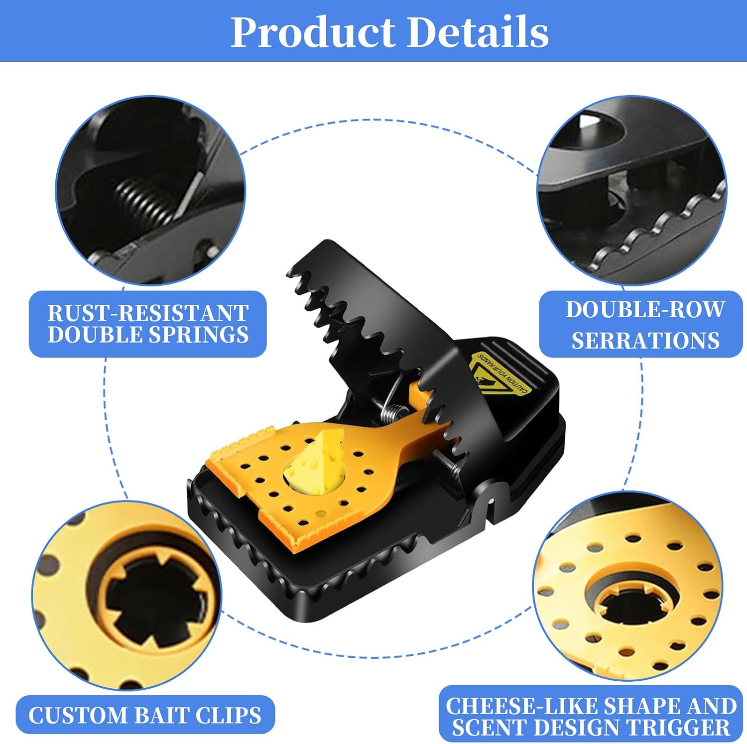 6 PCS Mouse Trap, Work Best Mice Traps for Small Mouse, Indoor-Outdoor Snap Trap Quick Effective Sanitary Safe, Quick Set up & Reusable Mouse Traps, Rat Trap for Rodent Mouse Mice (Large) image number 3