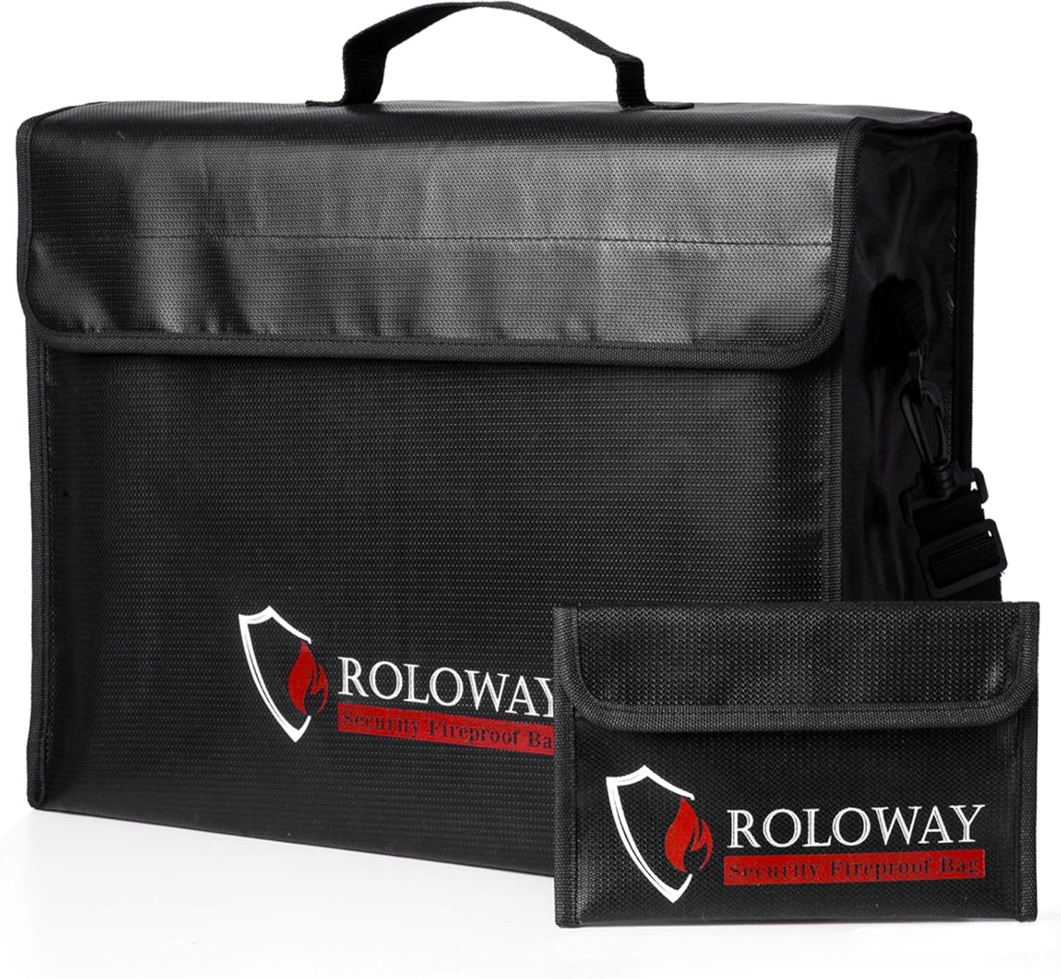 ROLOWAY Large (17 X 12 X 5.8 Inches) Fireproof Bag, XL Fireproof Document Bags with Bonus Bag, Fireproof Safe and Water Resistant Bag for Money, Legal Documents, Files, Valuables