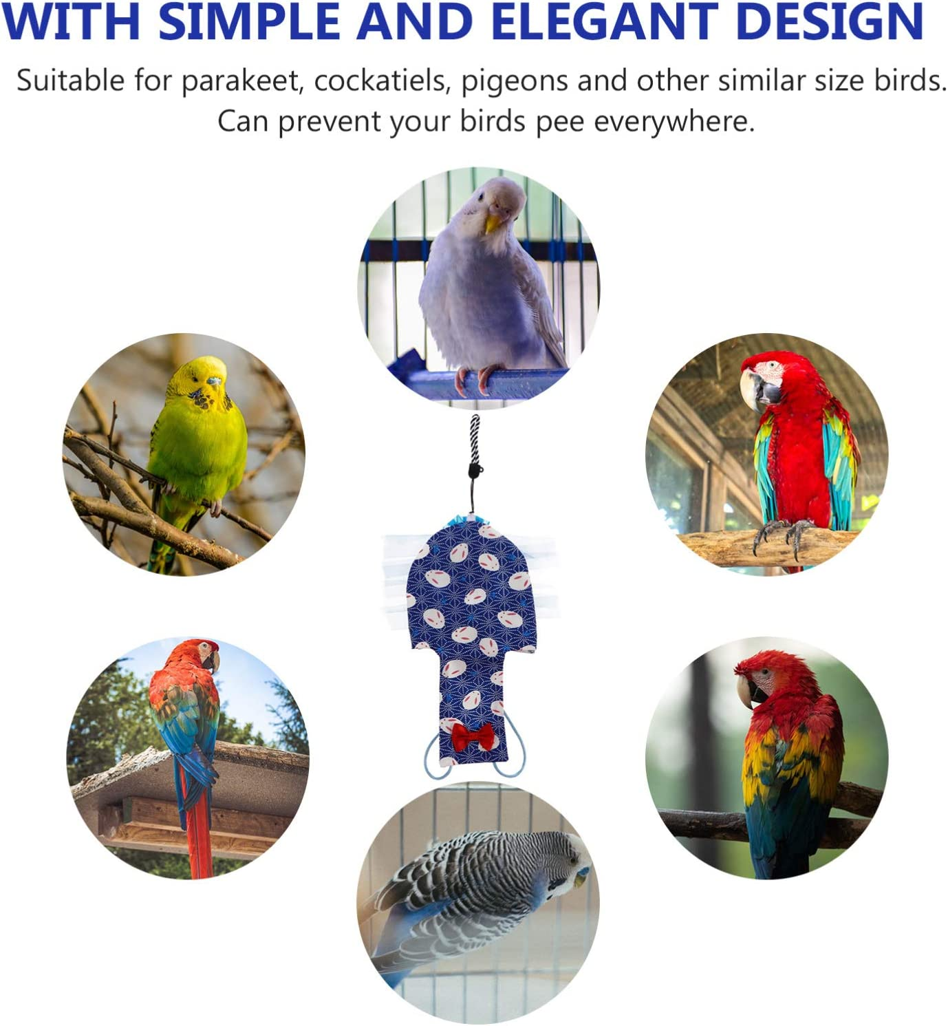 POPETPOP Bird Diaper Parrot Washable Nappies Flight Suits Reusable Pet Clothes Supplies XL image number 2