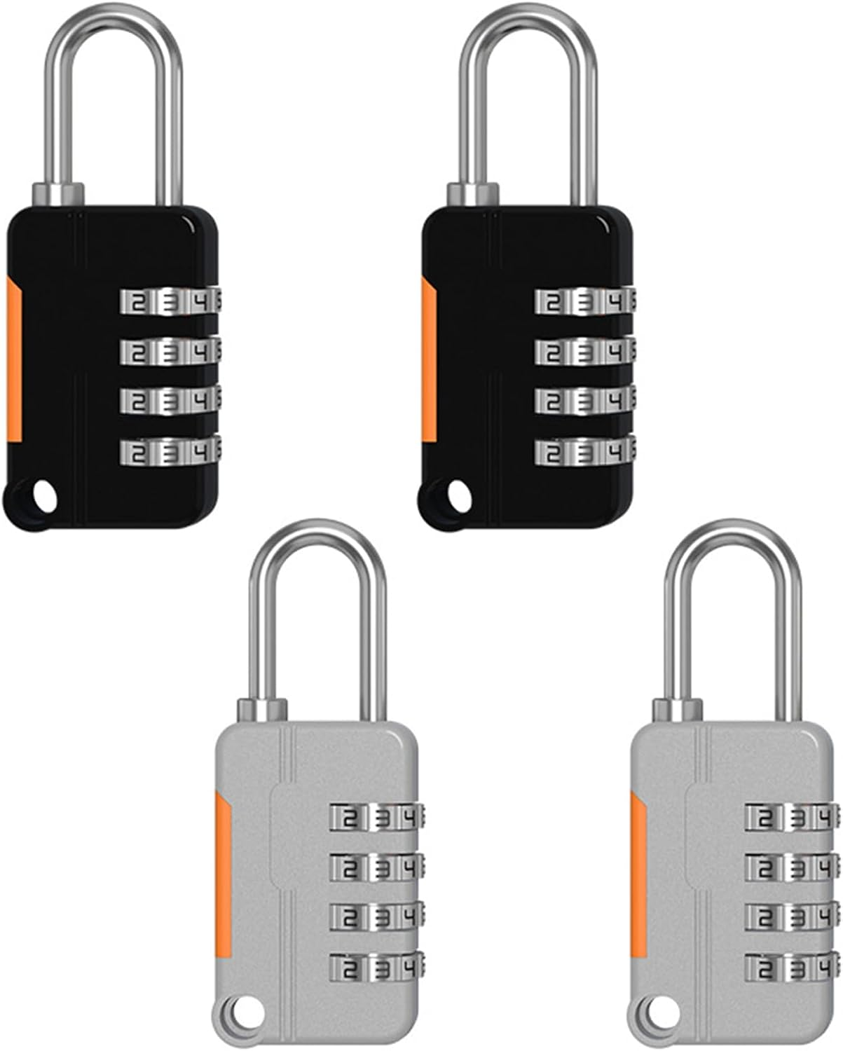 Upgraded Version Combination Padlock, 4 Digit Number Lock for Your Own Password, Solid Lock Body with Steel Shackle, Outdoor Weatherproof Padlock for Locker Luggage Drawer Zipper Fence (2BK+2GR) image number 1