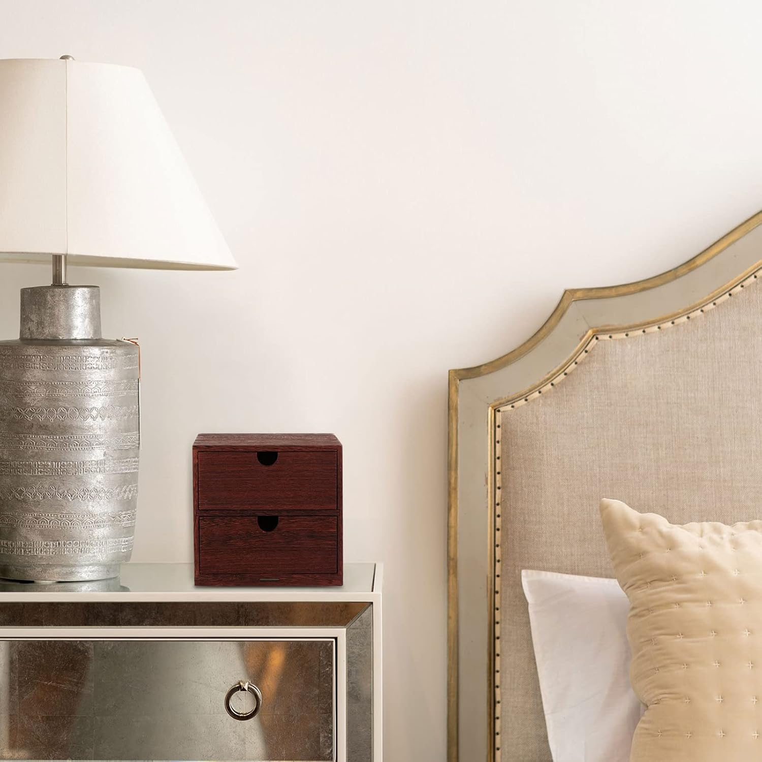 Cabilock Vintage Wooden Storage Organizer Four-Layer Desktop Storage Box Desk Organiser for Home Living Bedroom image number 6