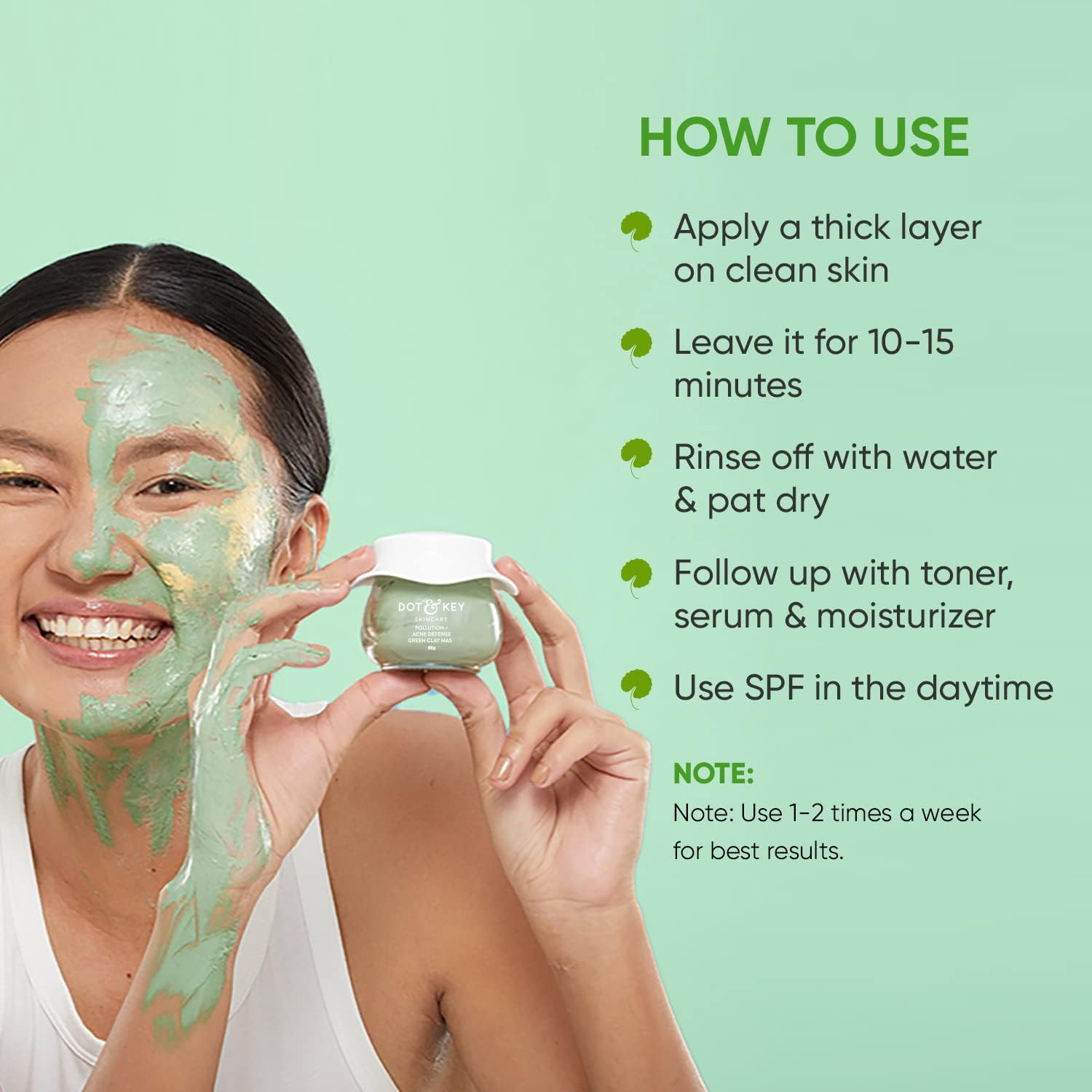 Dot & Key Pollution + Acne Defense Green Clay Mask, 85Gm image number 4