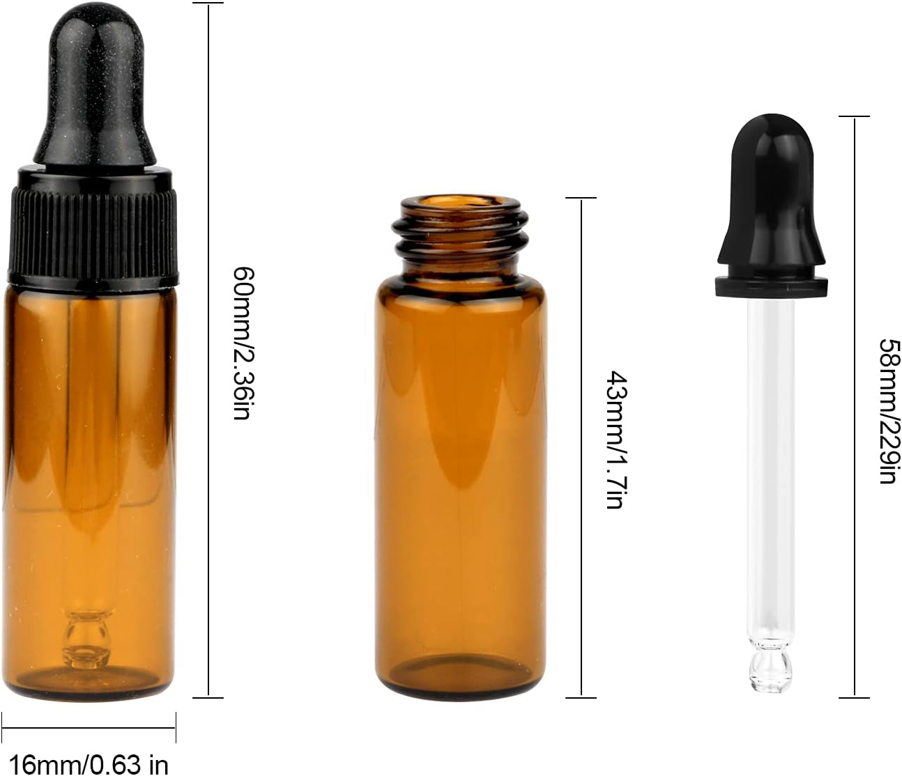 Furnido 5Ml Amber Glass Dropper Bottle,Empty Essential Oil Bottles Glass Vials with Glass Eye Dropper for DIY Aromatherapy Colognes Perfume Liquid Sample Blends Pack of 35-2Pc 2Ml Dropper Included