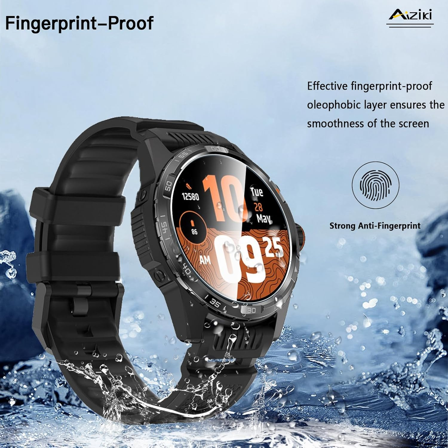 Aiziki Glass Screen Protector for Ticwatch Atlas/Ticwatch Pro 5 Enduro/Ticwatch Pro 5/ Ticwatch Pro 3/ Ticwatch Pro 3 Ultra, Anti-Scratch, Bubble Free, [4 Pack] Screen Protectors Ticwatch Atlas image number 6