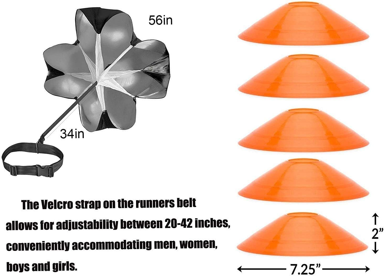 XINXIANG Speed Agility Training Kit-Includes Agility Ladder, 5 round Training Cones,Resistance Parachute, 4 Metal Stakes & Carrying Bag, Football Ladders for Faster Footwork and Better Movement Skills image number 4