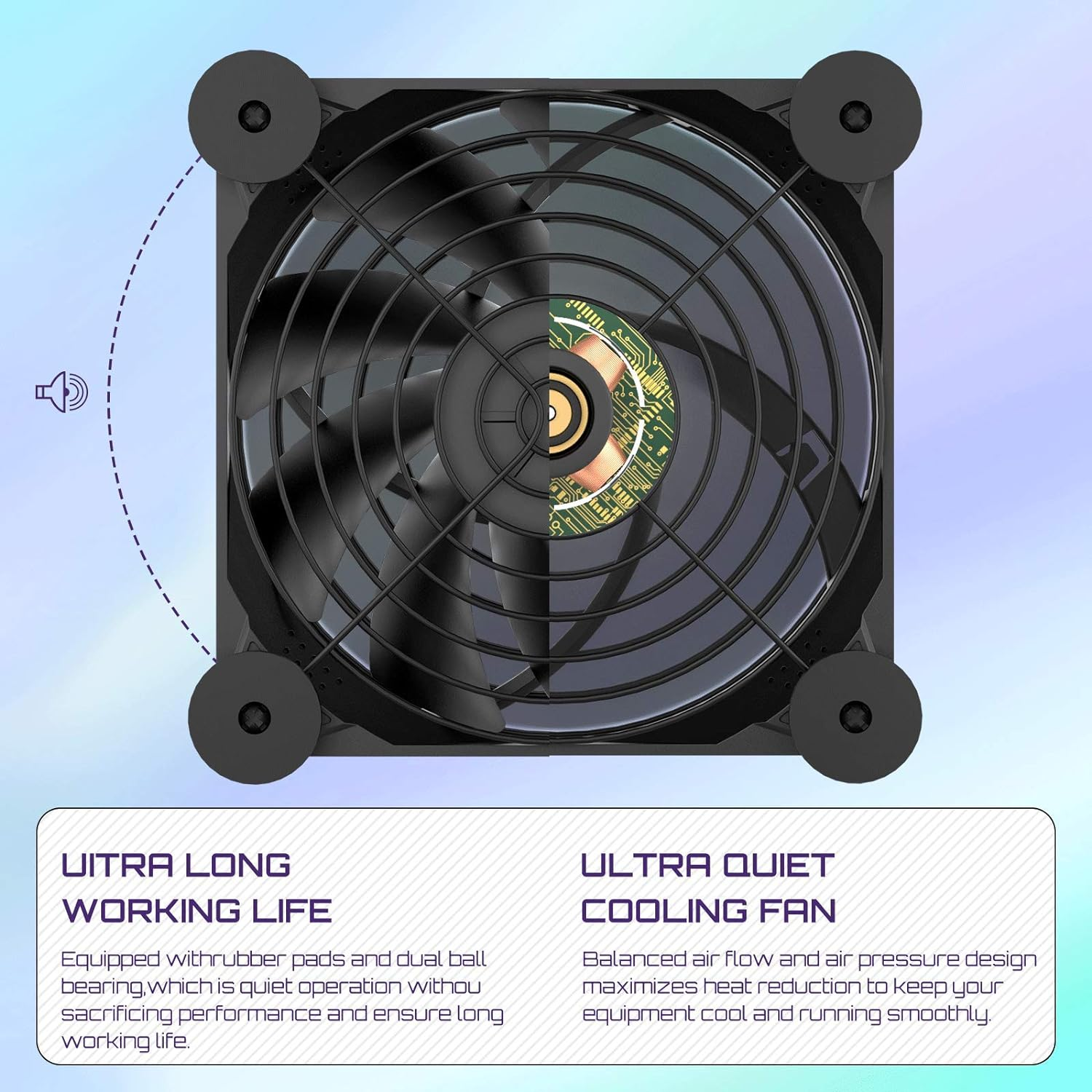 Uphere 120Mm Quiet USB Powered Fans 5V Computer Cooling Fan with 3-Speed Control,Compatible for Pc/Xbox/Tv Box,Etc, N12U04 image number 2