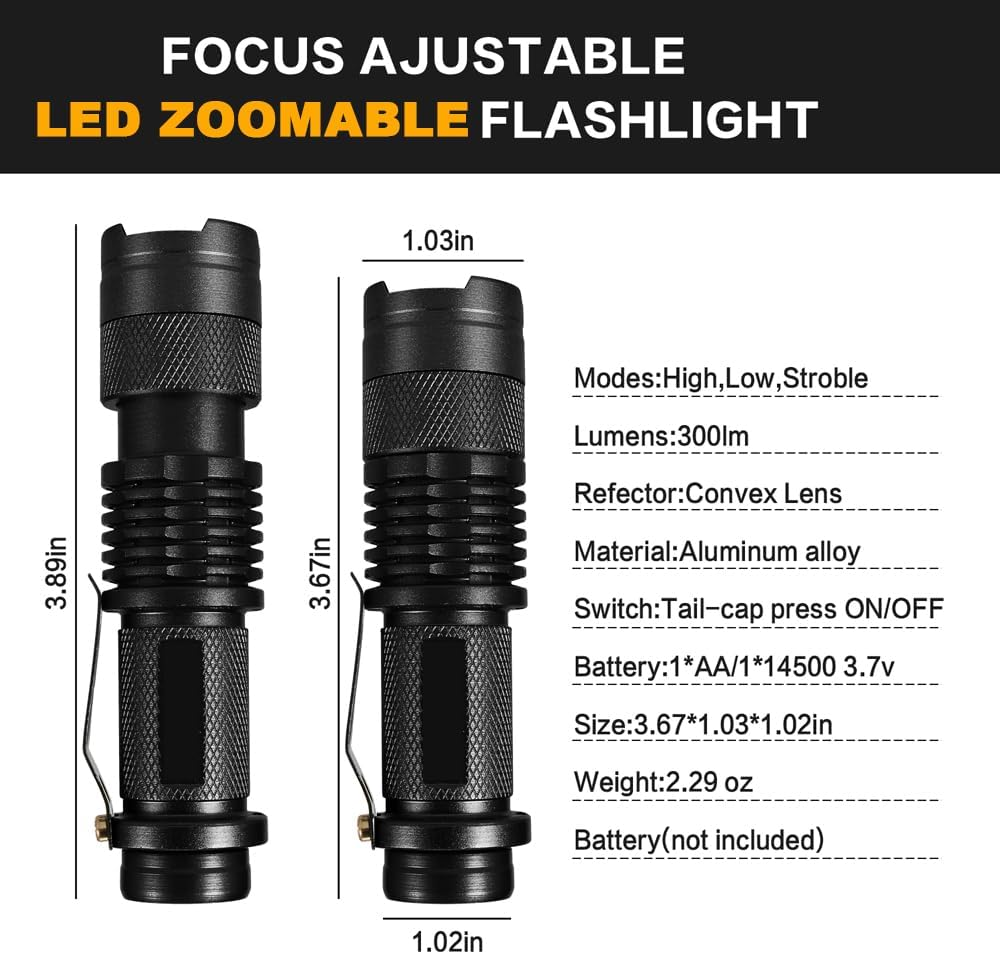 2 Pack LED Flashlights Torch, Mini Flashlight Red Green Blue Light LED Flashlight with 3 Modes, Waterproof Zoomable Flash Light for Camping,Outdoor, Night Astronomy (Blue and Red) image number 3