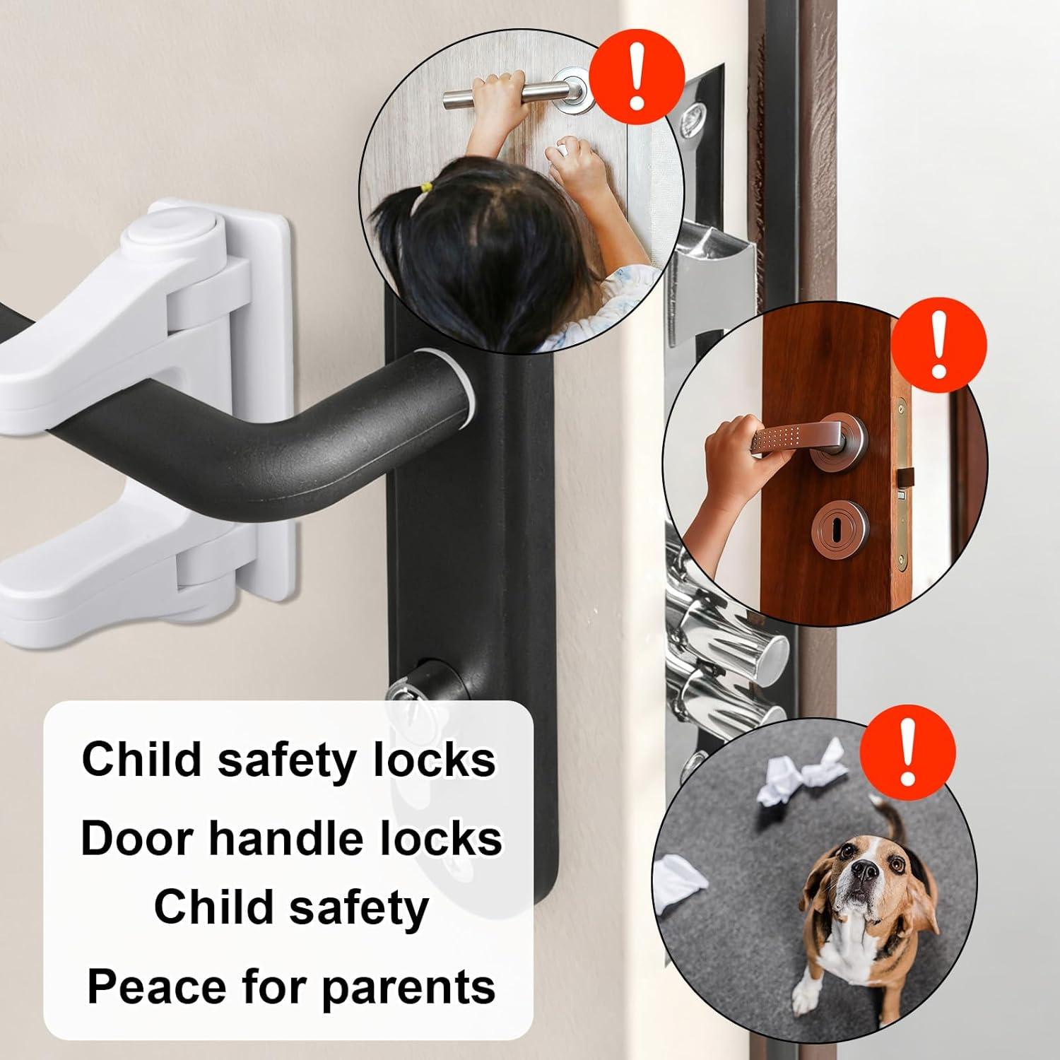 Fukaisu 2Pcs Door Lever Lock Child Proof, No Drill Adhesive Door Handle Baby Proof Cabinet Locks Easy to Install image number 5