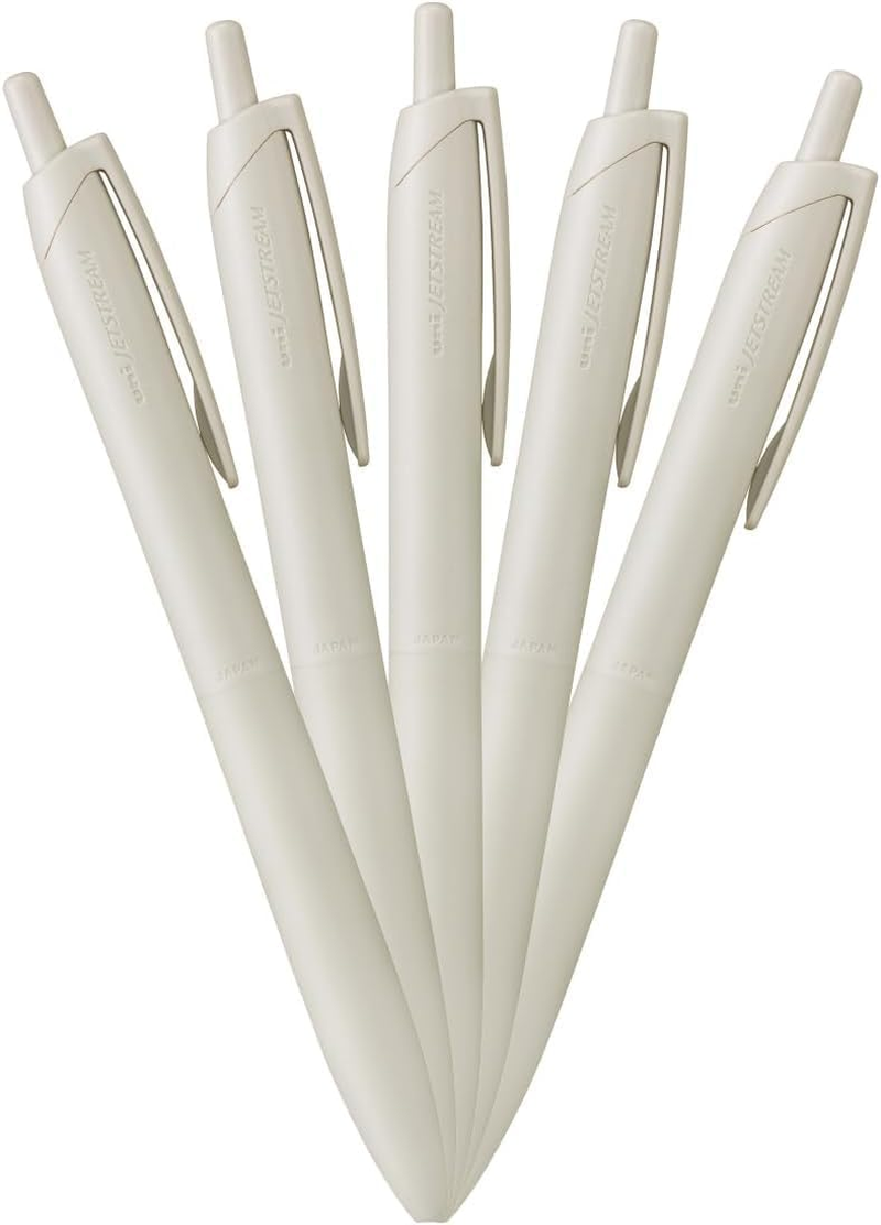 Mitsubishi Pencil HSXNSL075P.1 Permanent Ballpoint Pen Jet Stream Light Touch Ink 5 Pack 0.7 Shell White