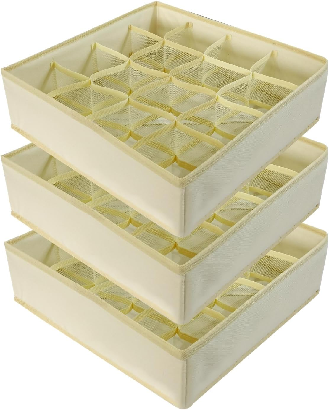 SCIKHEFT 3 Pack Bra Underwear Drawer Organizer Dividers Foldable Dresser Closet Organizers and Storage Boxes for Bra, Socks, Underwear, Ties(Grey) image number 2