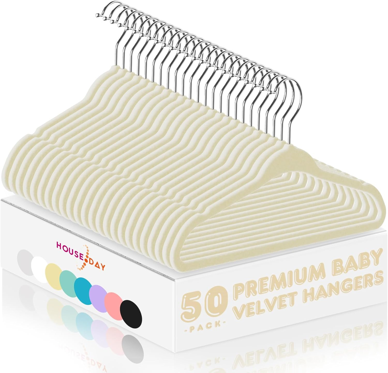 HOUSE DAY Velvet Baby Hangers 50 Pack, Premium Children'S Hangers for Baby, Infant & Toddler Clothes, Durable Non Slip Baby Felt Hangers White, 11 Inch Baby Hangers for Closet, Ideal for Everyday Use