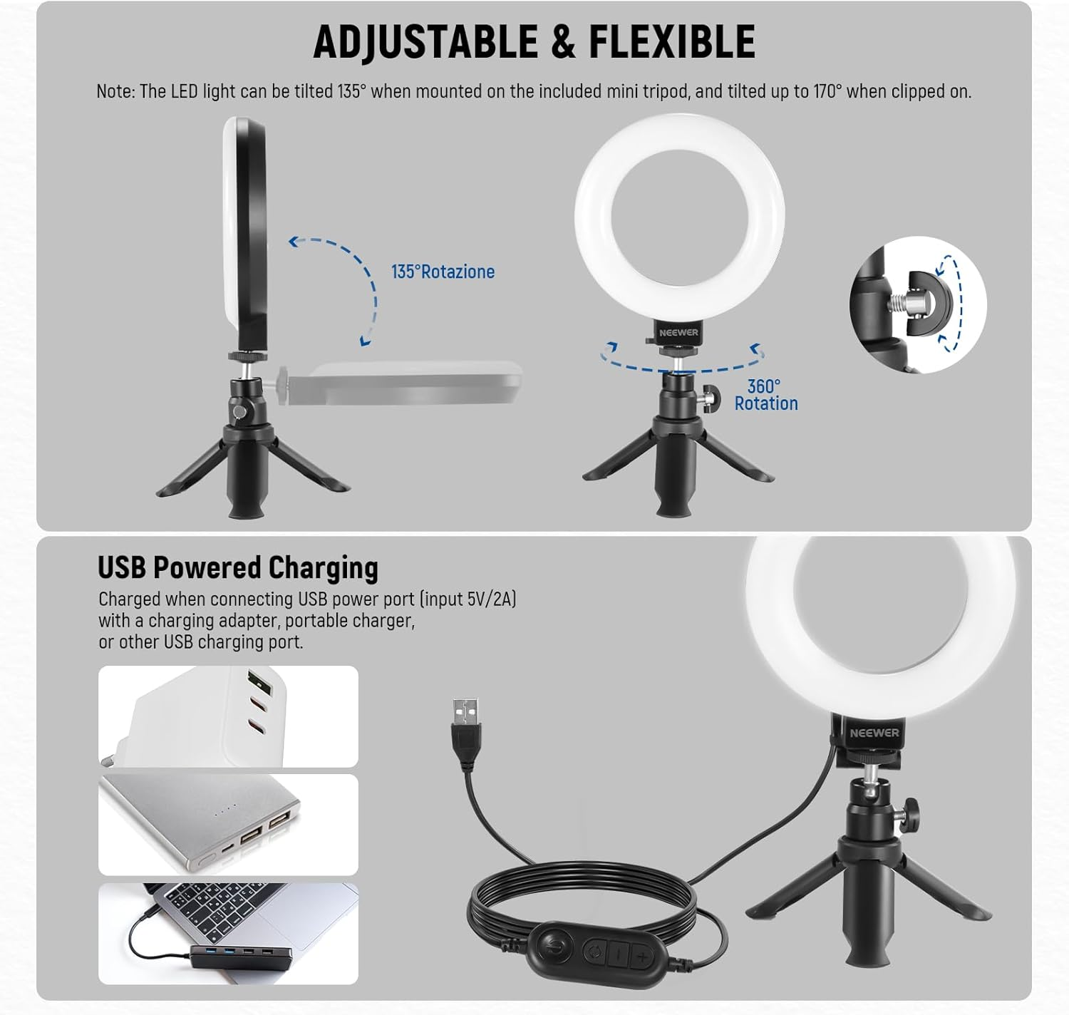 NEEWER Basic 5" Ring Light for Video Conference Lighting, Clip on Light Kit with Desk Tripod Stand for Monitor Laptop Computer Zoom Call Live Streaming Remote Working Learning Video Recording, BR60 image number 2
