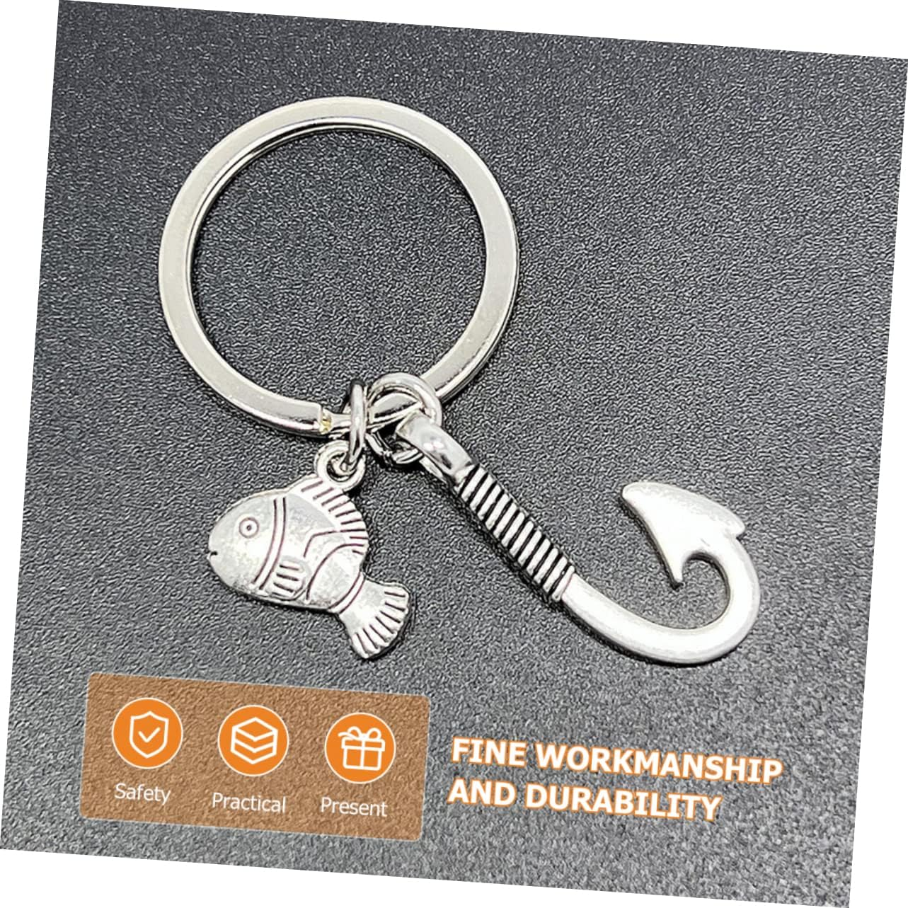 SAFIGLE 2Pcs Fish Keychains Fishing Hooks for Bag Key Rings Fishing Party Favors and Keychain Accessories for Boys and Girls image number 4
