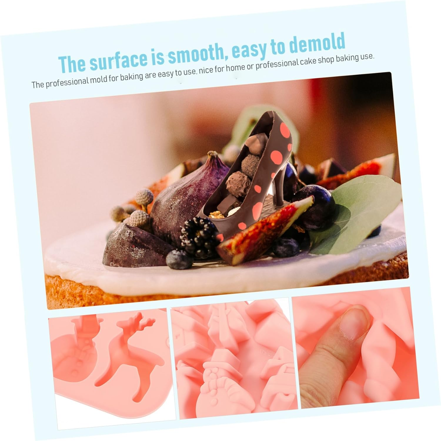 Ciieeo 2Pcs Christmas Silicone Mold Xmas Candy Sweet Mold Non-Stick Silicone Cookie DIY Christmas Treats Baking image number 6