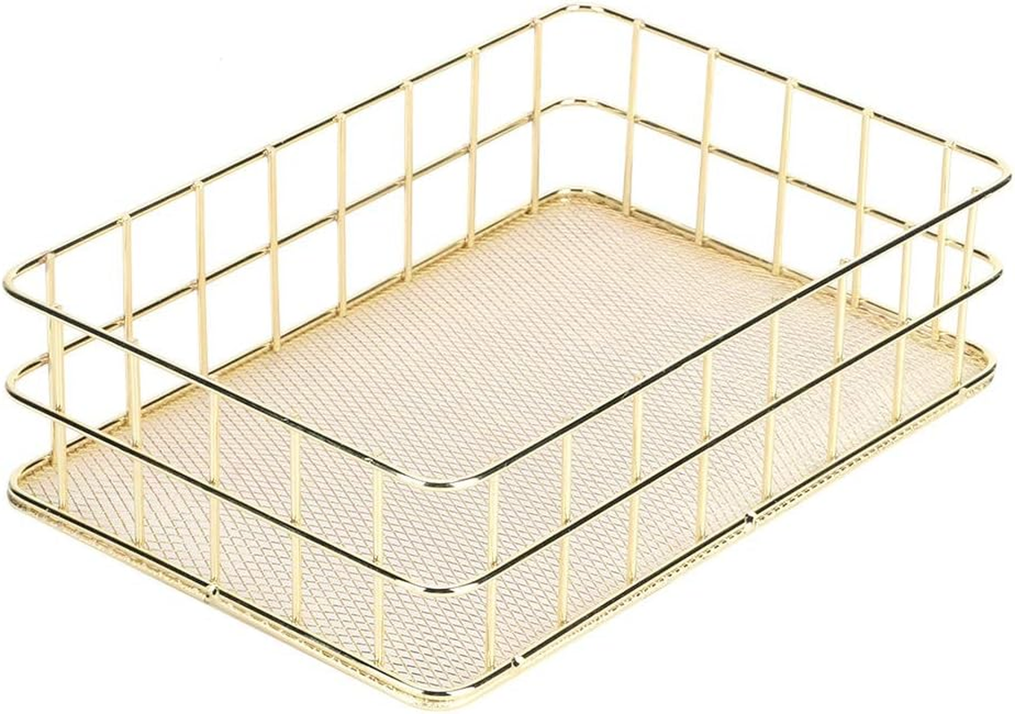 Golden Iron Storage Basket, Stylish and Simple Organisation Solution for Home with Beautiful Coating, Durable Wrought Iron, Space-Saving and Ideal (Large image number 4