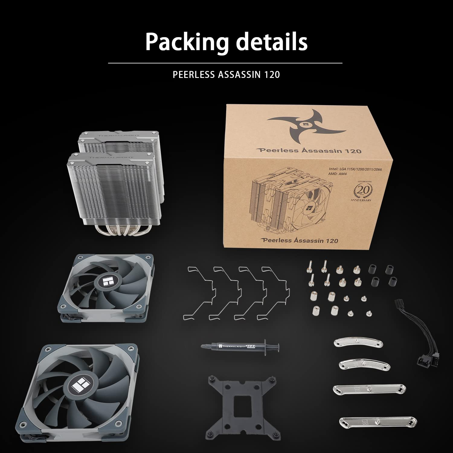 Thermalright Peerless Assassin 120 CPU Air Cooler, PA120, 6 Heat Pipes CPU Cooler, Dual 120Mm TL-C12 PWM Fan, Aluminium Heatsink Cover, AGHP Technology, for AMD AM4 Am5/Intel 1150/1151/1200/1700/2066 image number 1