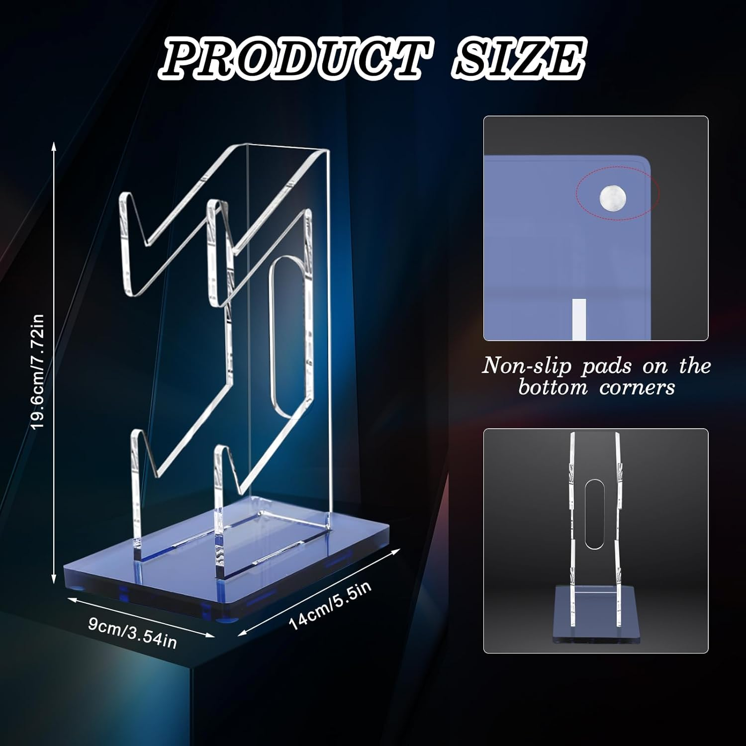 FYY Game Controller Holder 2 Tiers - Universal Dual Controller Stand Headphone Holder, Acrylic Blue Controller Display Stand Compatible with Nintendo Switch Xbox PS5 PS4, Desk Mounts for Controller - 2 Pcs-Black image number 4