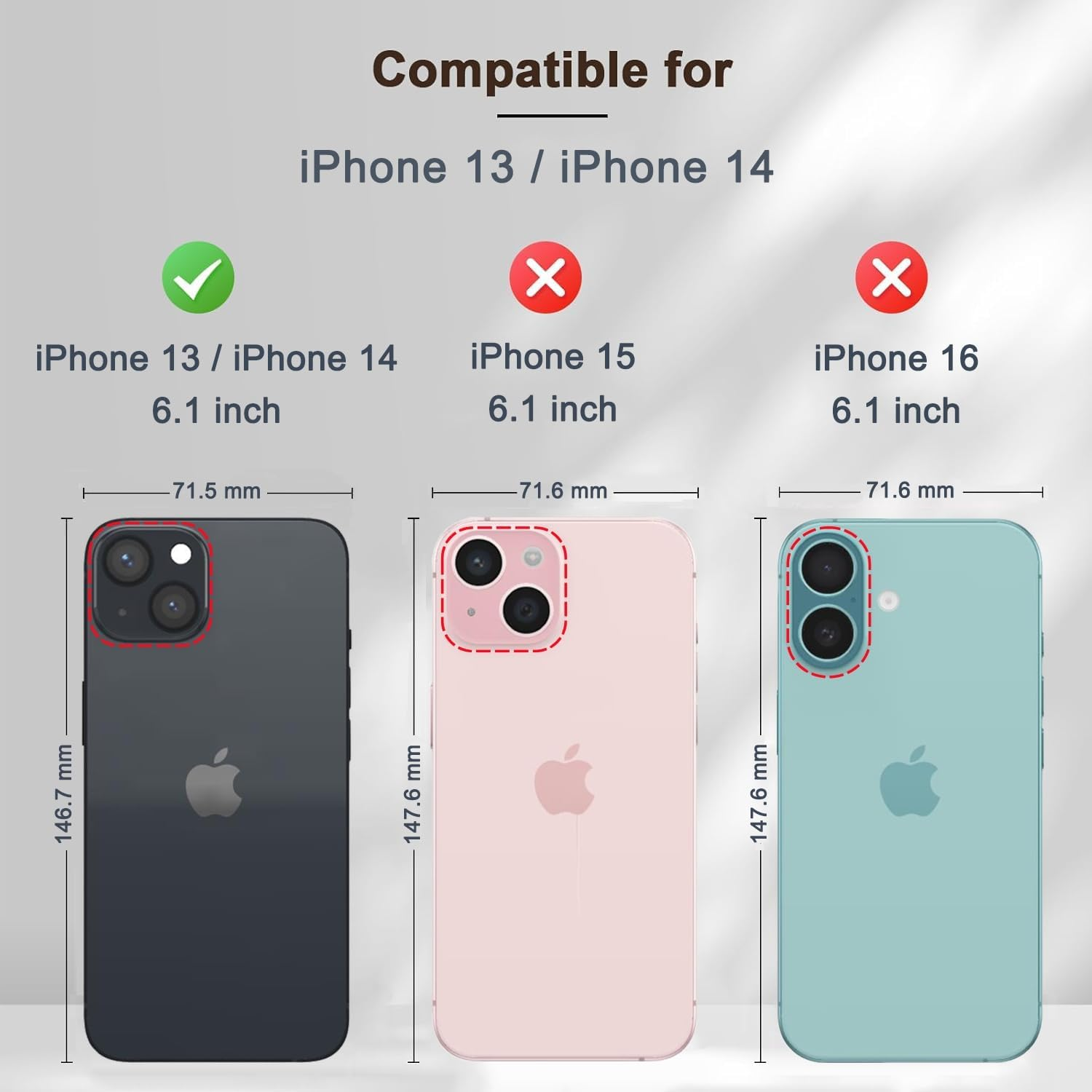 BOLELAW for Iphone 13/14 Mobile Phone Case PU Leather Flip Case Stand Wallet Protective Flip Case Cover with Card Slot, Stand Function, Magnetic Protective Case, Black Horse - Black Horse image number 4